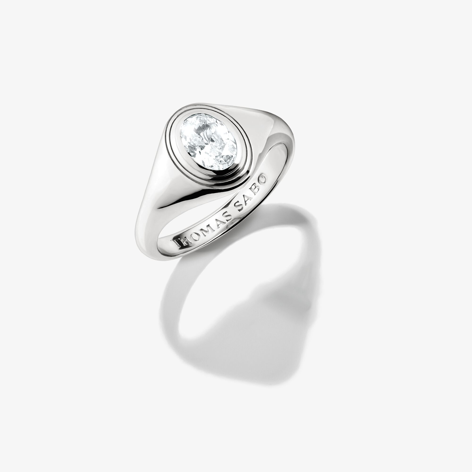 THOMAS SABO Bague zirconium ovale blanc Bold Elegance argent Argent sterling, Taille: 54, pour femme