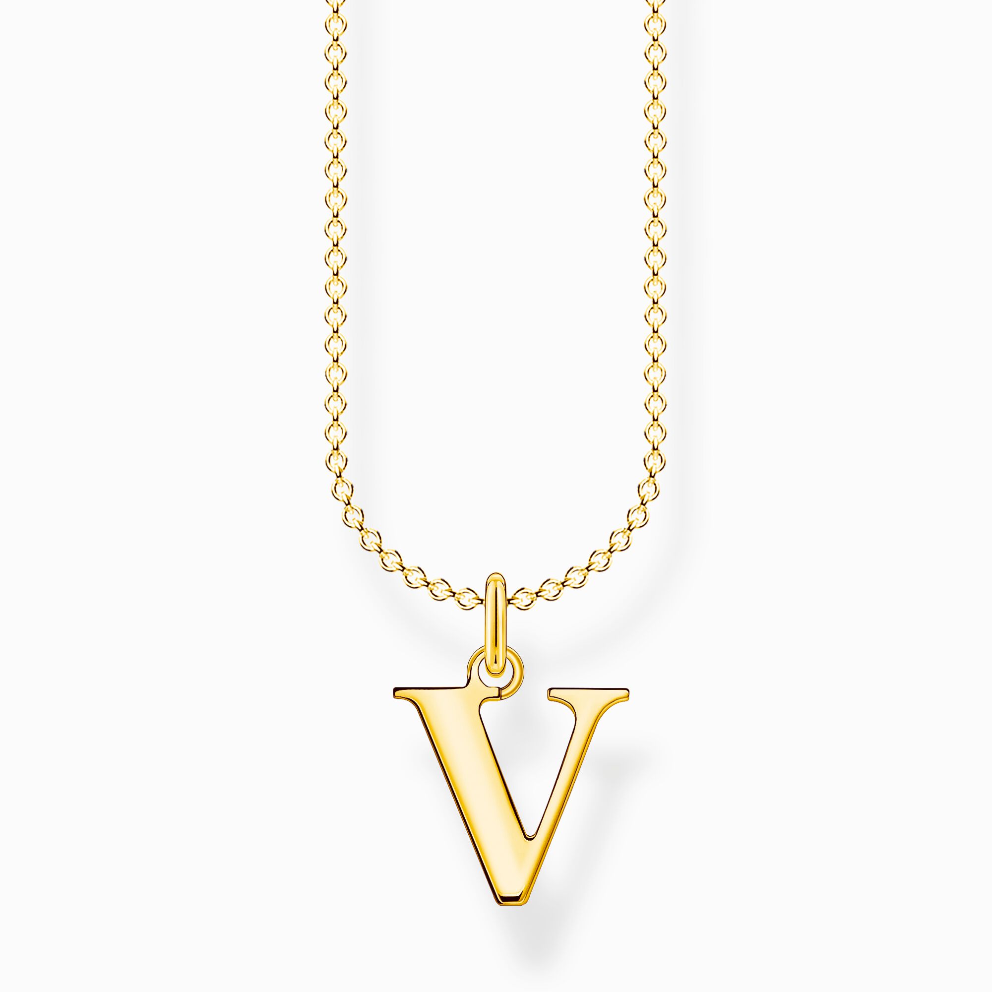 Letter V Pendant Necklace in Gold