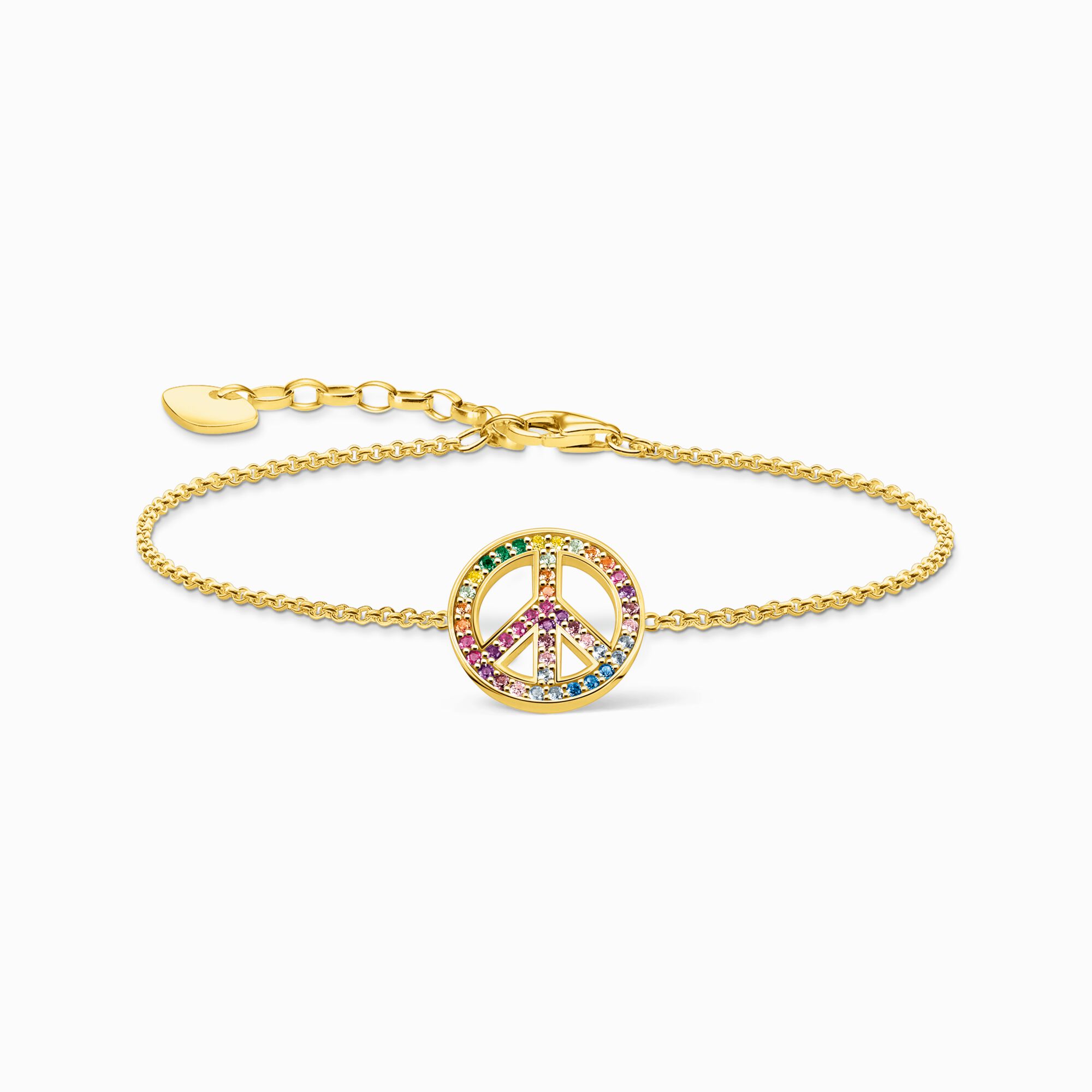 Pulsera del s&iacute;mbolo de la paz con ba&ntilde;o de oro y piedras de colores de la colección  en la tienda online de THOMAS SABO