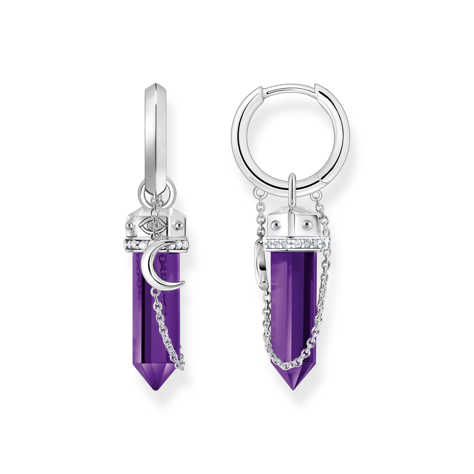 Thomas Sabo Creolen mit Anhänger mit imitiertem Amethyst Silber geschwärzt violett CR722-643-13