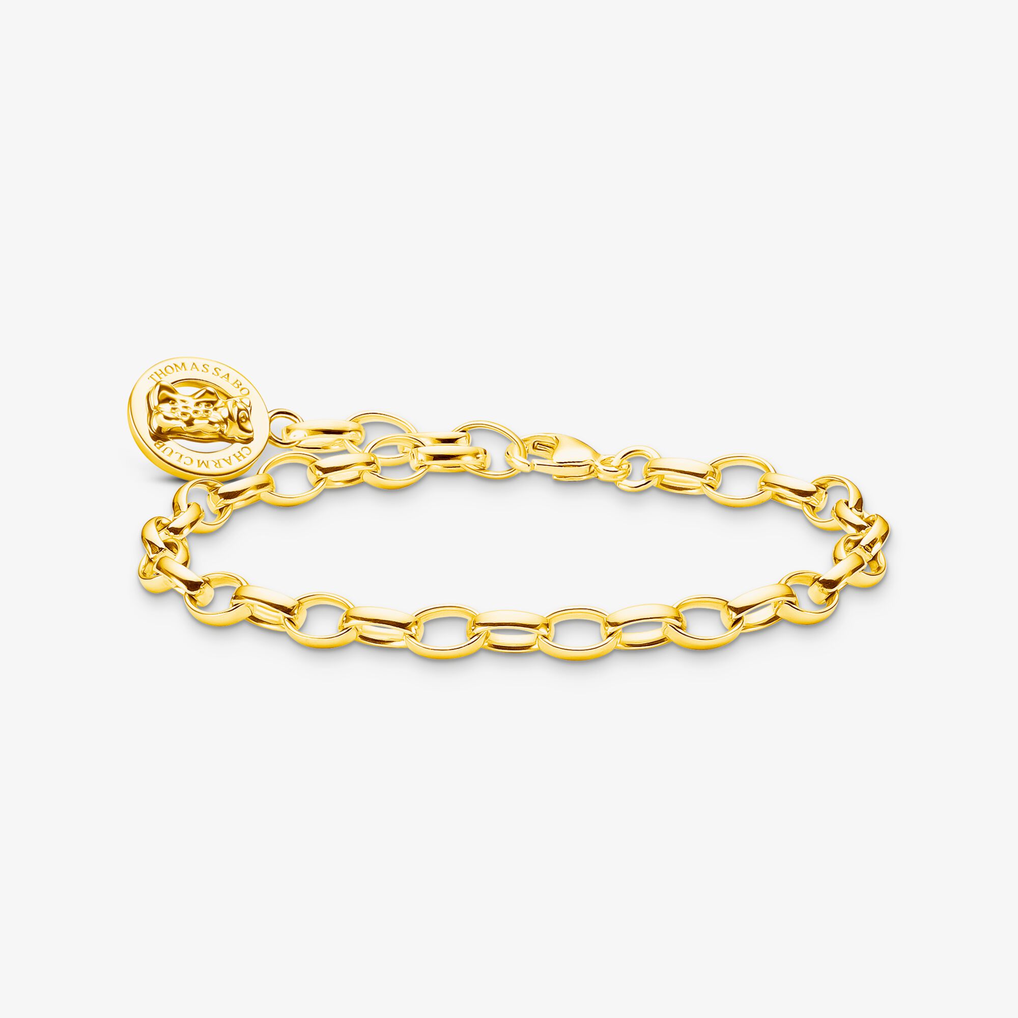 THOMAS SABO Bracelet à Charms avec anneau logoté Ours d’or, doré, Argent sterling doré or jaune, Taille: 15 cm, femme