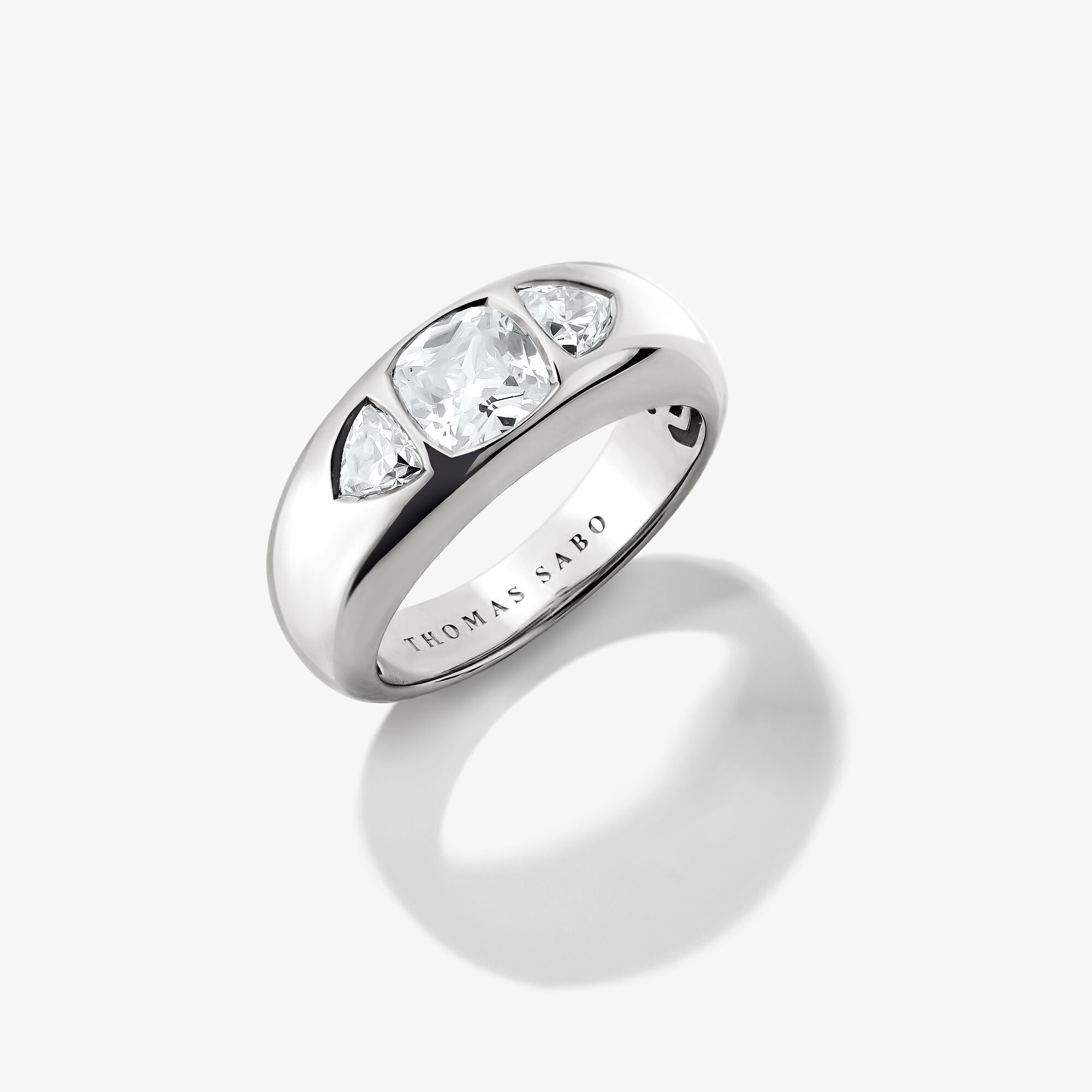 THOMAS SABO Bague zirconiums facettés blancs Bold Elegance argent, Argent sterling, Taille: 60, femme