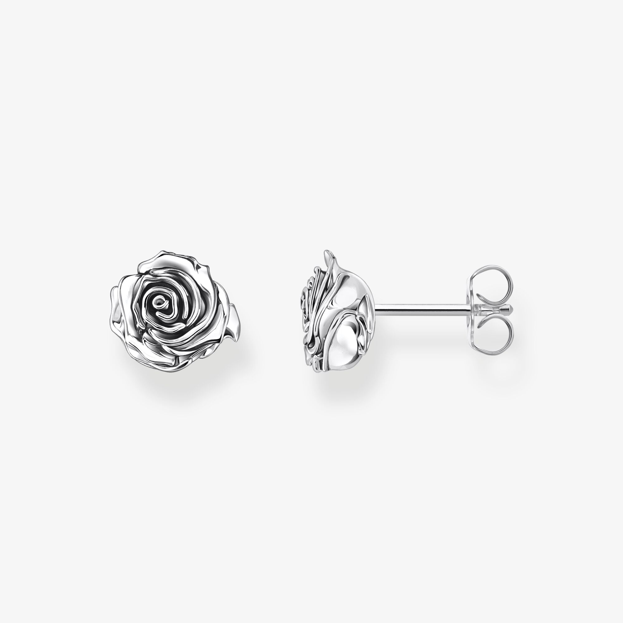 THOMAS SABO Clous d'oreilles Midnight Rose Argent, Argent Sterling 925‰, noirci, Taille: one size, Unisex
