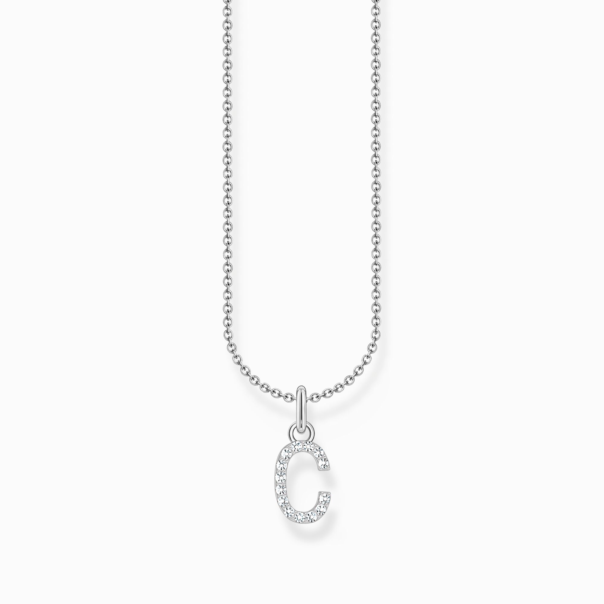 Silver necklace with letter pendant C and white zirconia from the Charming Collection collection in the THOMAS SABO online store