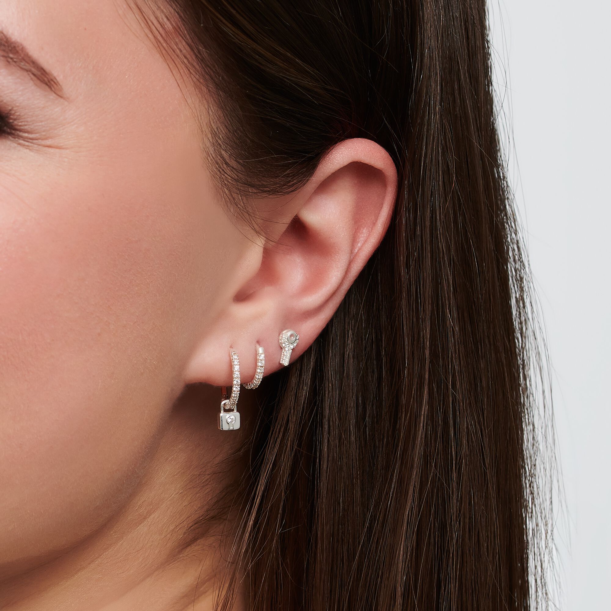 Silver single ear stud in key design | THOMAS SABO