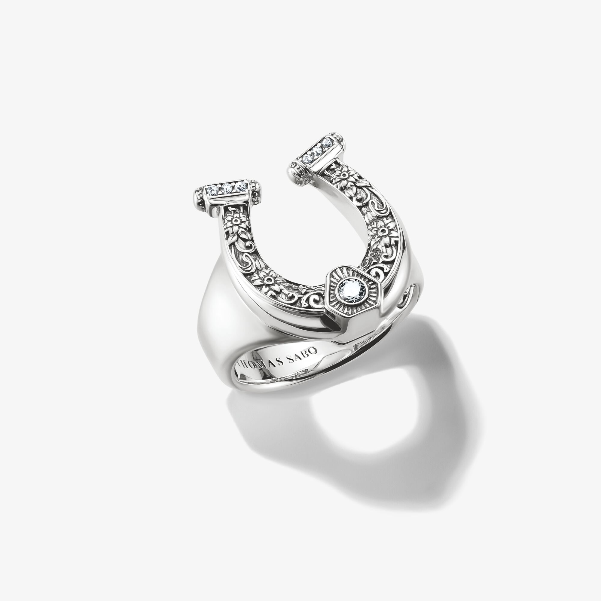 THOMAS SABO Bague fer à cheval Elyndra argent noirci, Argent sterling, Taille: 52, femme