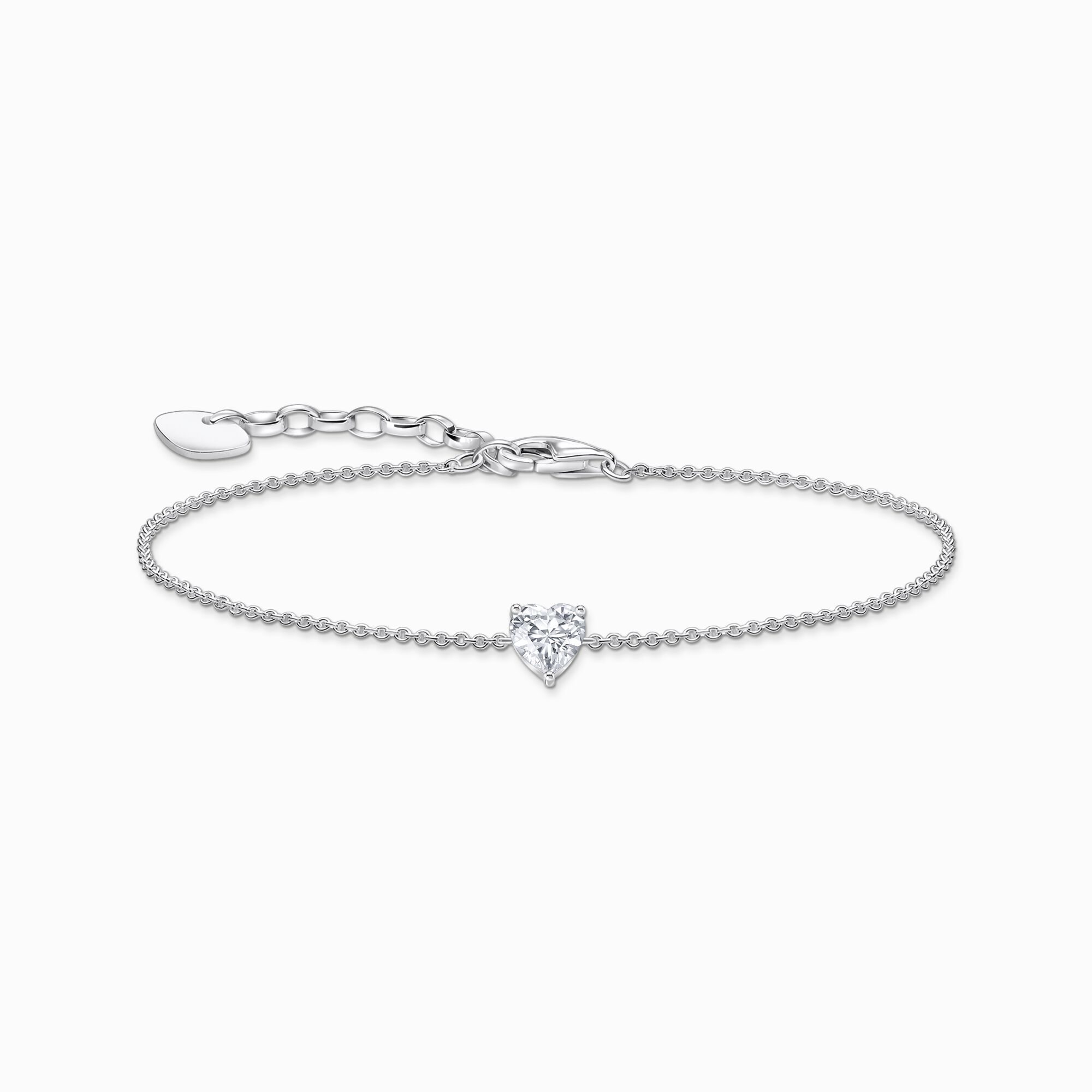 Silver bracelet with white heart-shaped pendant from the  collection in the THOMAS SABO online store