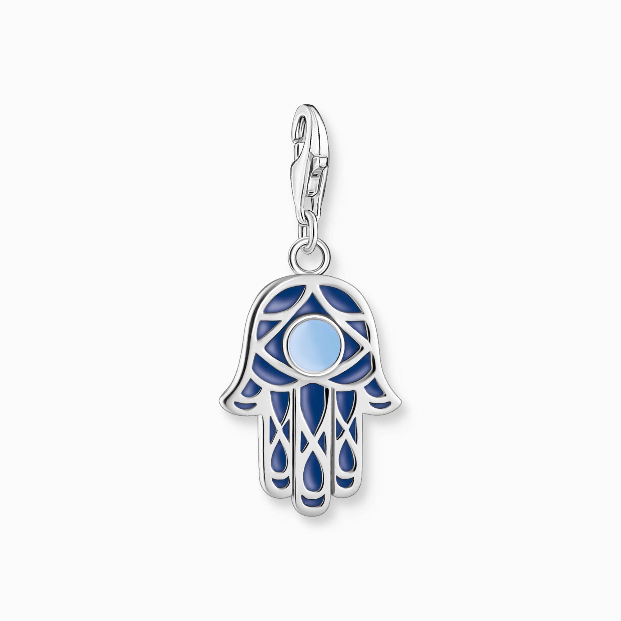 Charm pendant blue Fatima&lsquo;s hand silver from the Charm Club collection in the THOMAS SABO online store