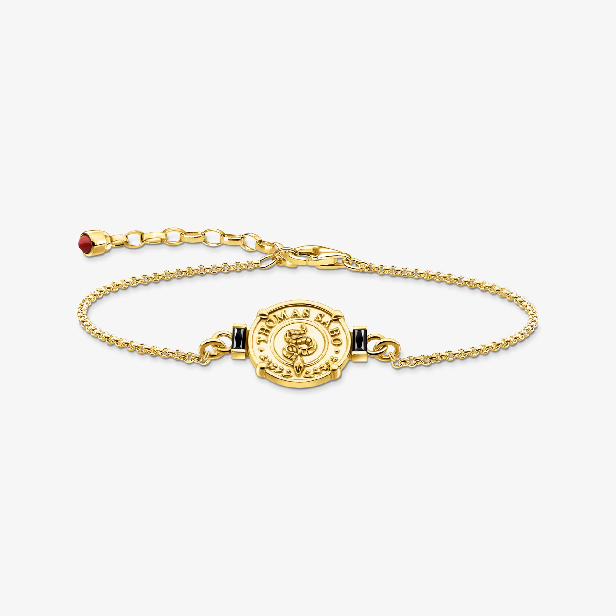 THOMAS SABO Bracelet serpent avec pierres noires plaqué or 522, Taille: 19 cm, pour femme