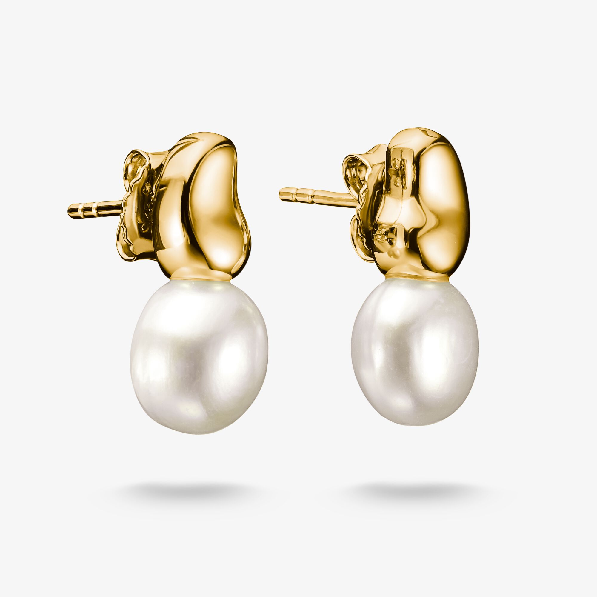 THOMAS SABO Ohrstecker mit Perlen Natural Beauty vergoldet, Sterlingsilber Gelbgold vergoldet, Größe: one size, Damen