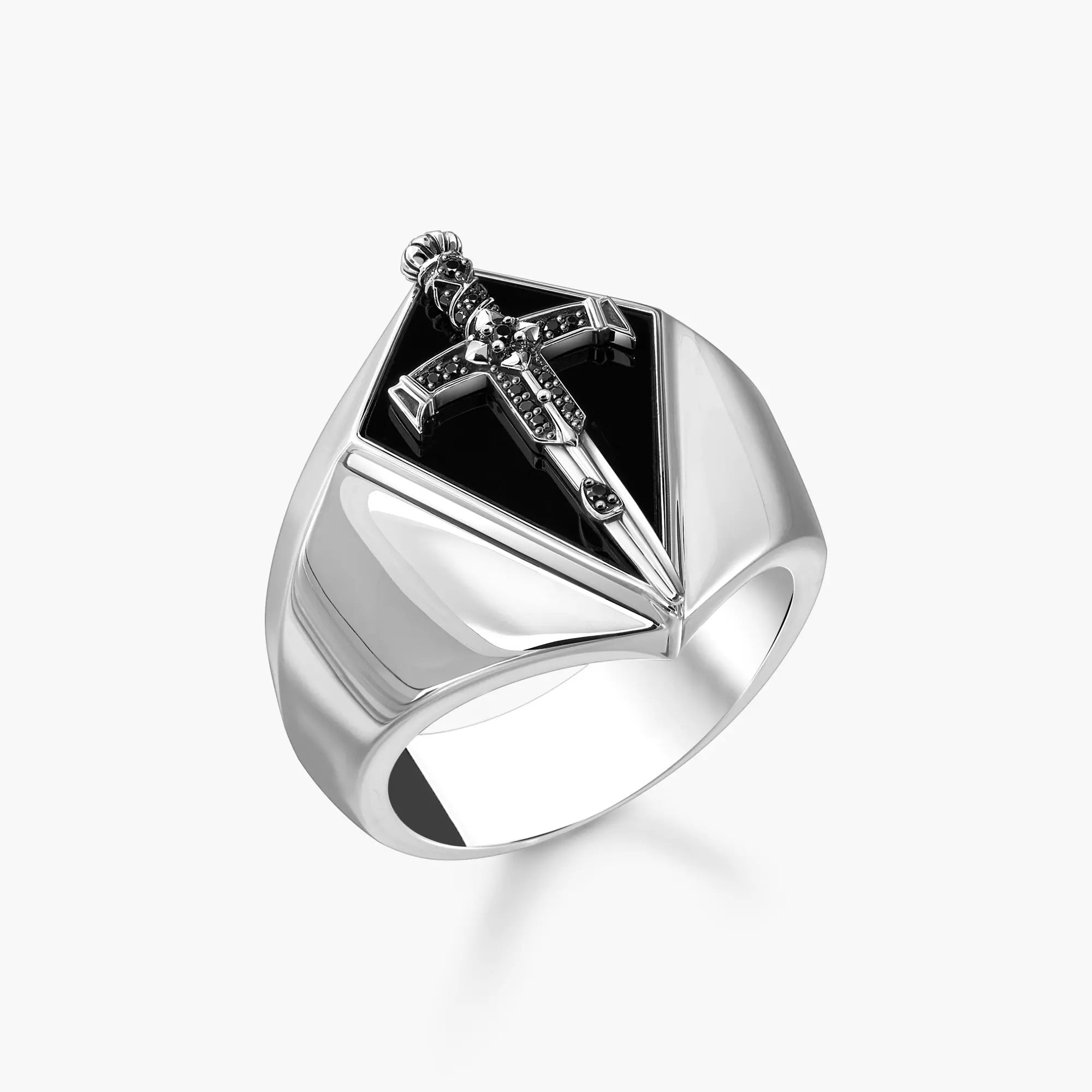 Silver blackened signet ring with black zirconia | THOMAS SABO