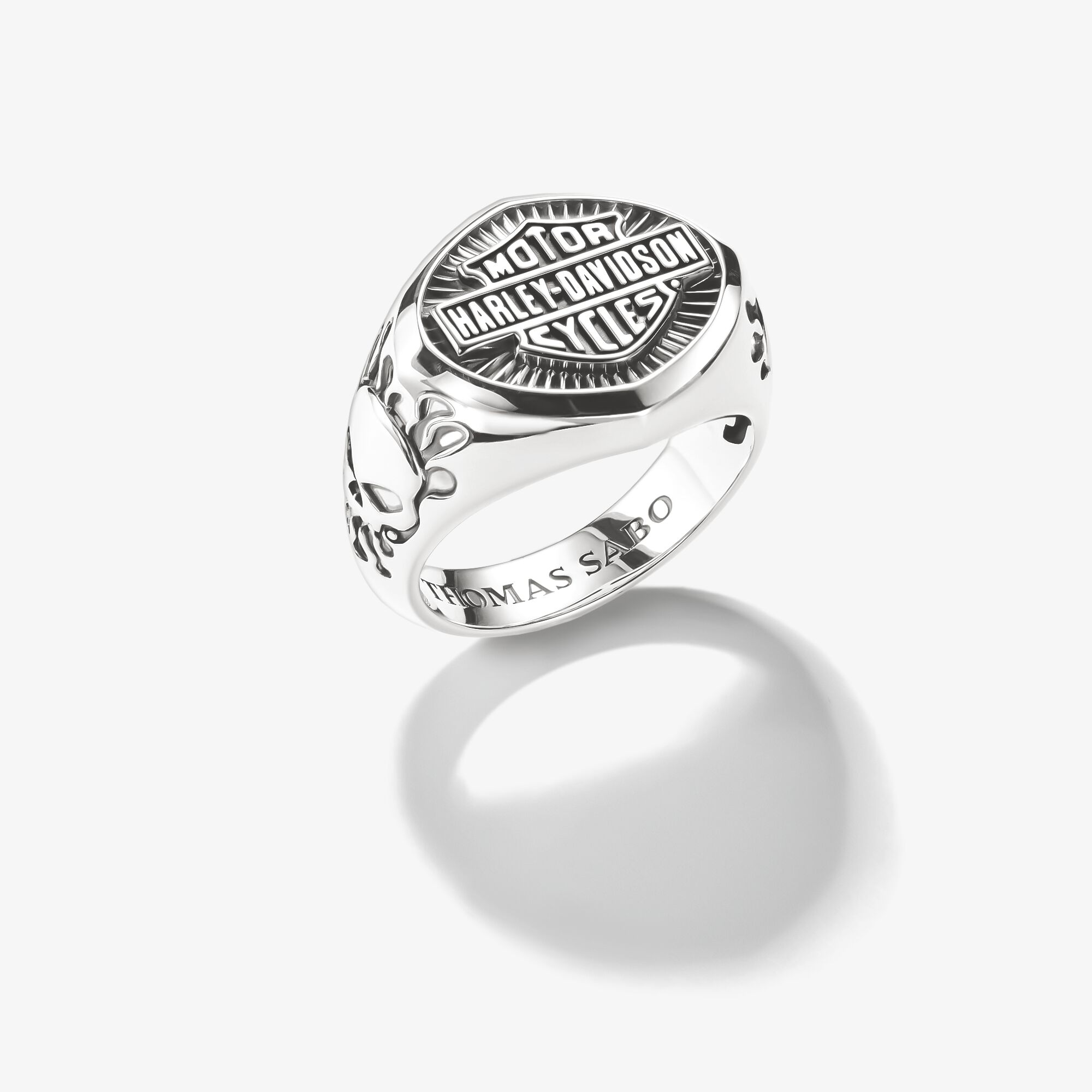 THOMAS SABO Harley-Davidson Chevalière logo Willie G. Skull argent, Argent Sterling 925‰, noirci, Taille: 66, homme