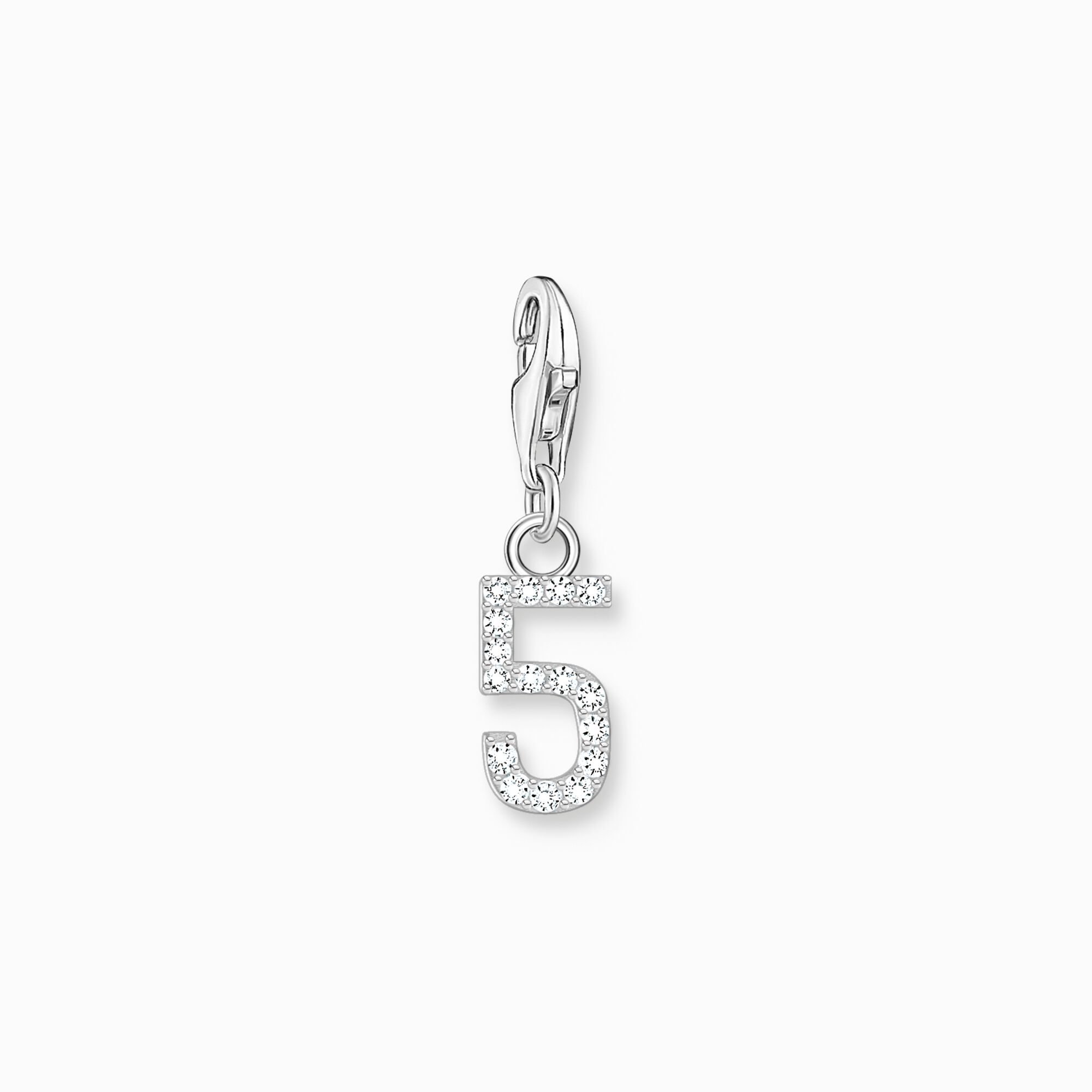 Silver charm pendant number 5 with zirconia from the Charm Club collection in the THOMAS SABO online store