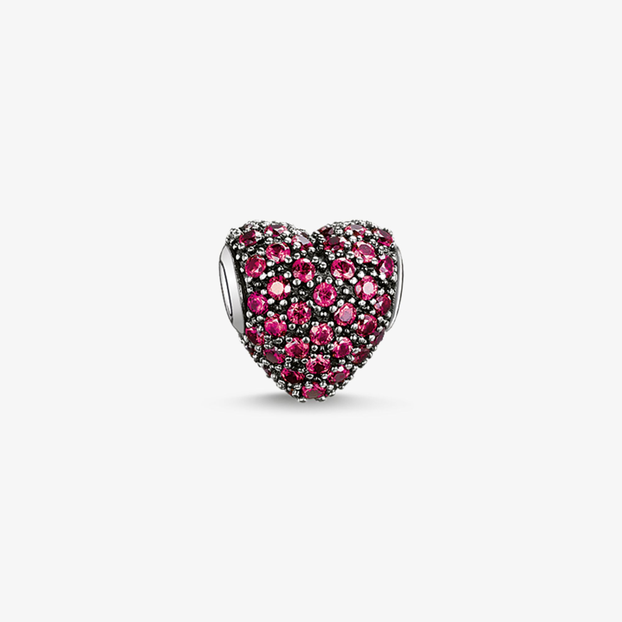 THOMAS SABO Bead rött pavéhjärta, 925 sterlingsilver, Storlek: one size, för damer