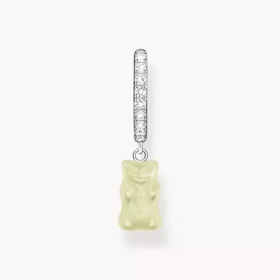 Créole individuelle à breloque Ours d’or blanc et pierres, argent