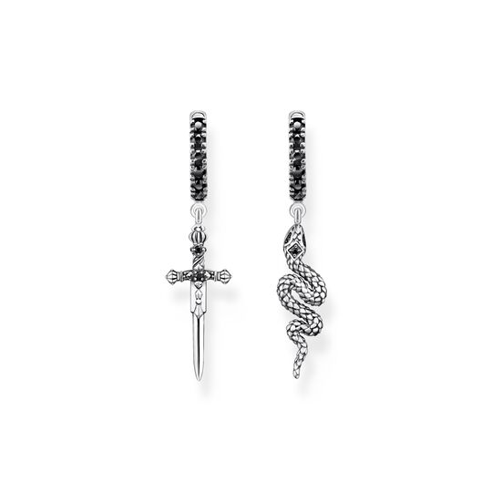 Hoop earrings blackened snake and sword from the  collection in the THOMAS SABO online store