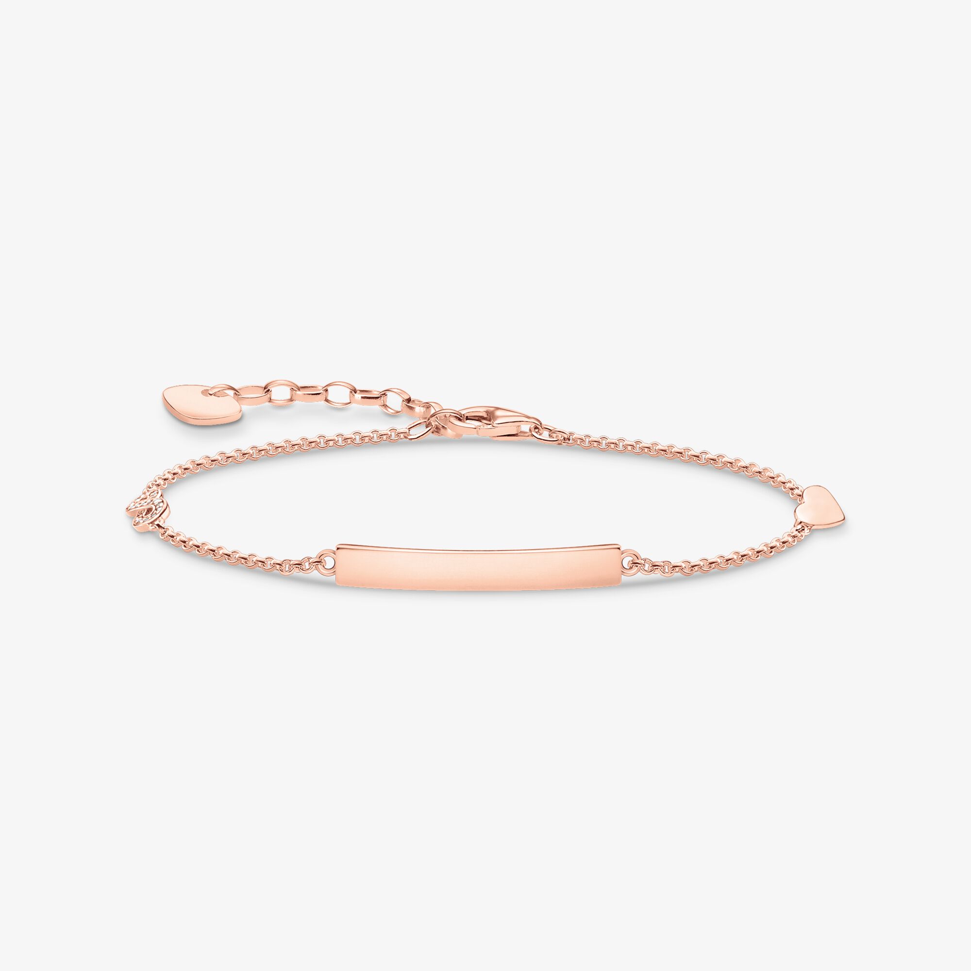 THOMAS SABO Bracelet classique avec cœur & infinité or rose, Argent sterling doré or rose, Taille: 19 cm, femme