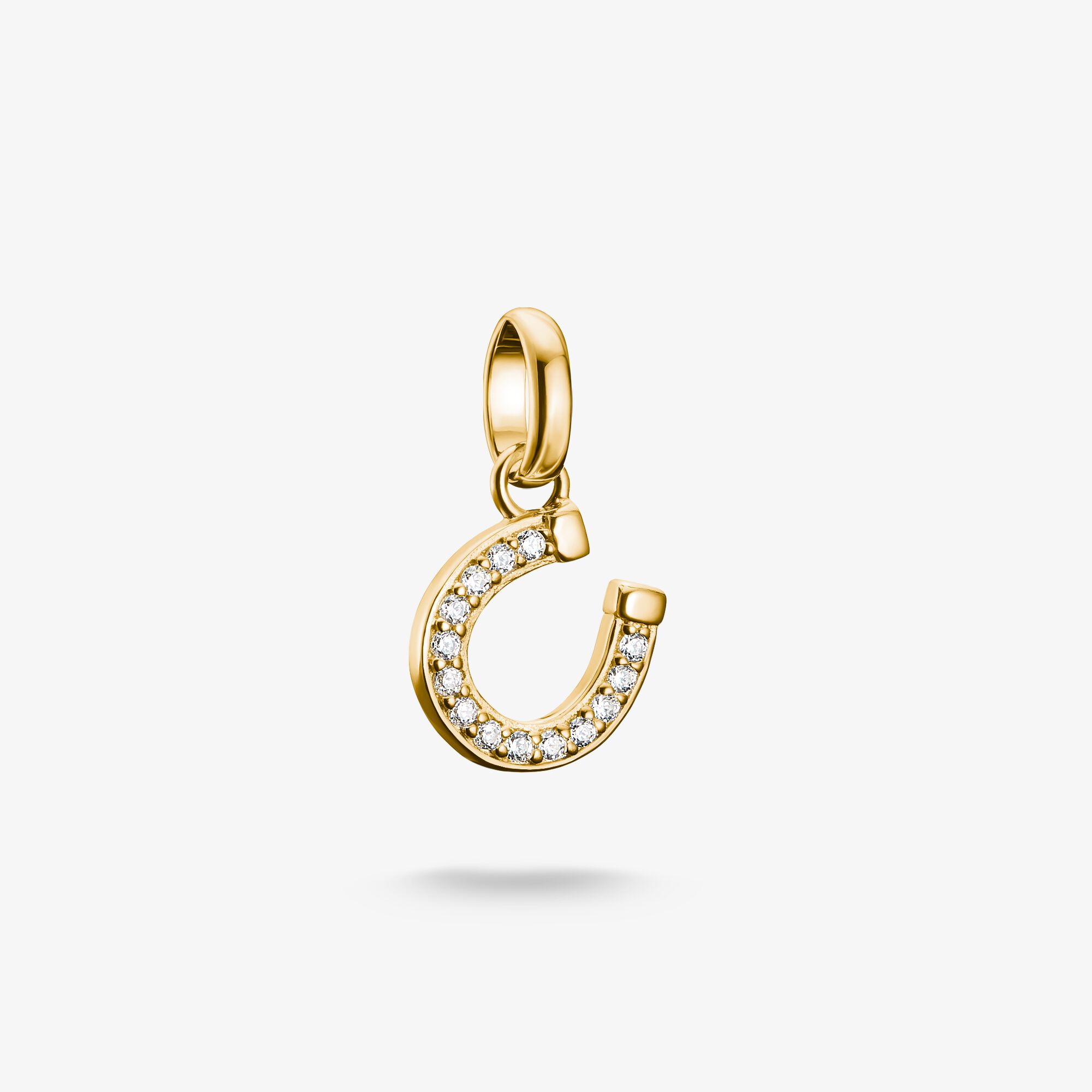 THOMAS SABO Pendentif Charm fer à cheval avec pierres blanches Connect plaqué or, Argent sterling doré or jaune, Taille: one size, femme