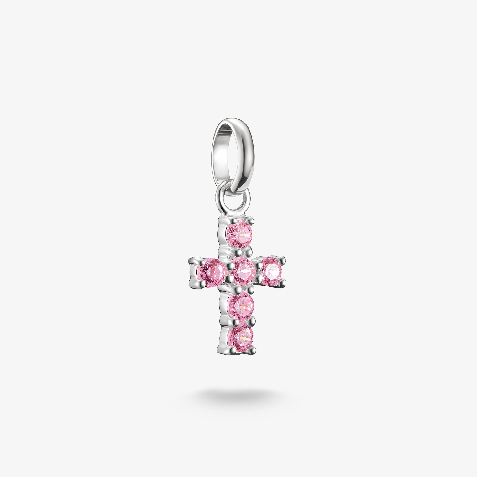THOMAS SABO Charm-Anhänger Kreuz mit pinken Steinen Connect Silber, Sterlingsilber, Größe: one size, Damen