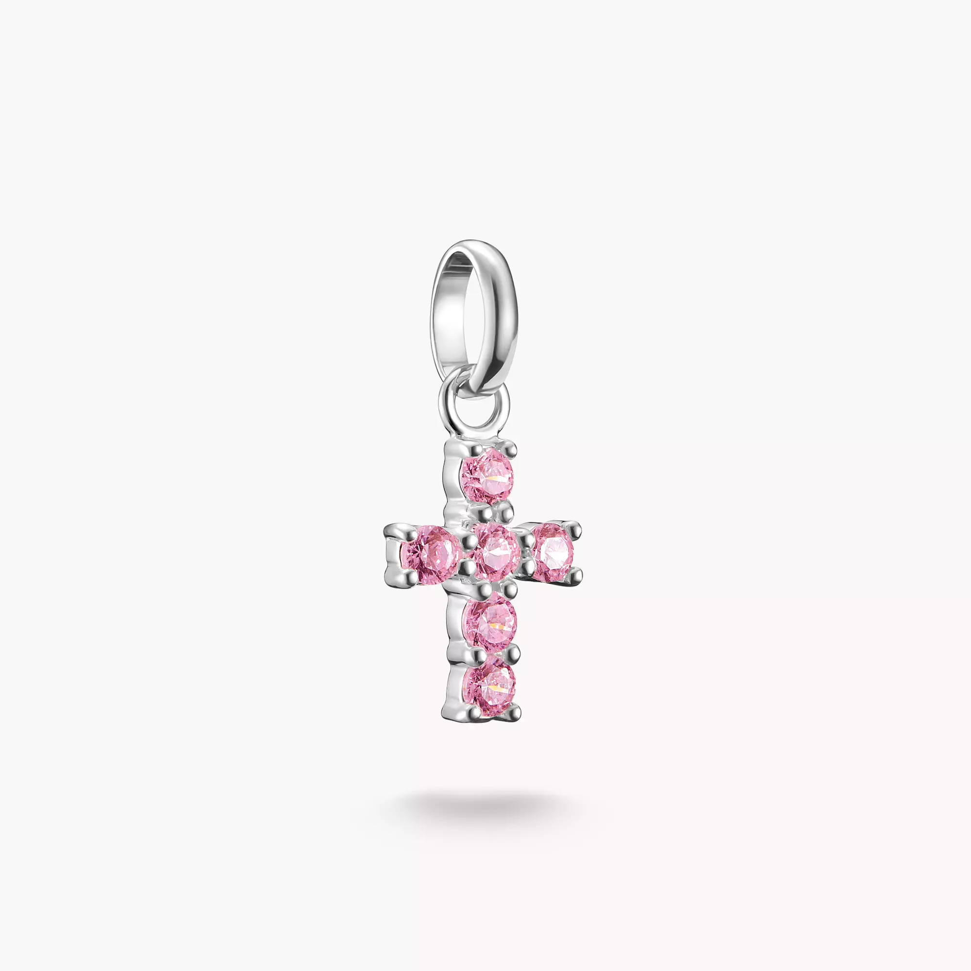Charm pendant cross with pink stones Connect silver | THOMAS SABO