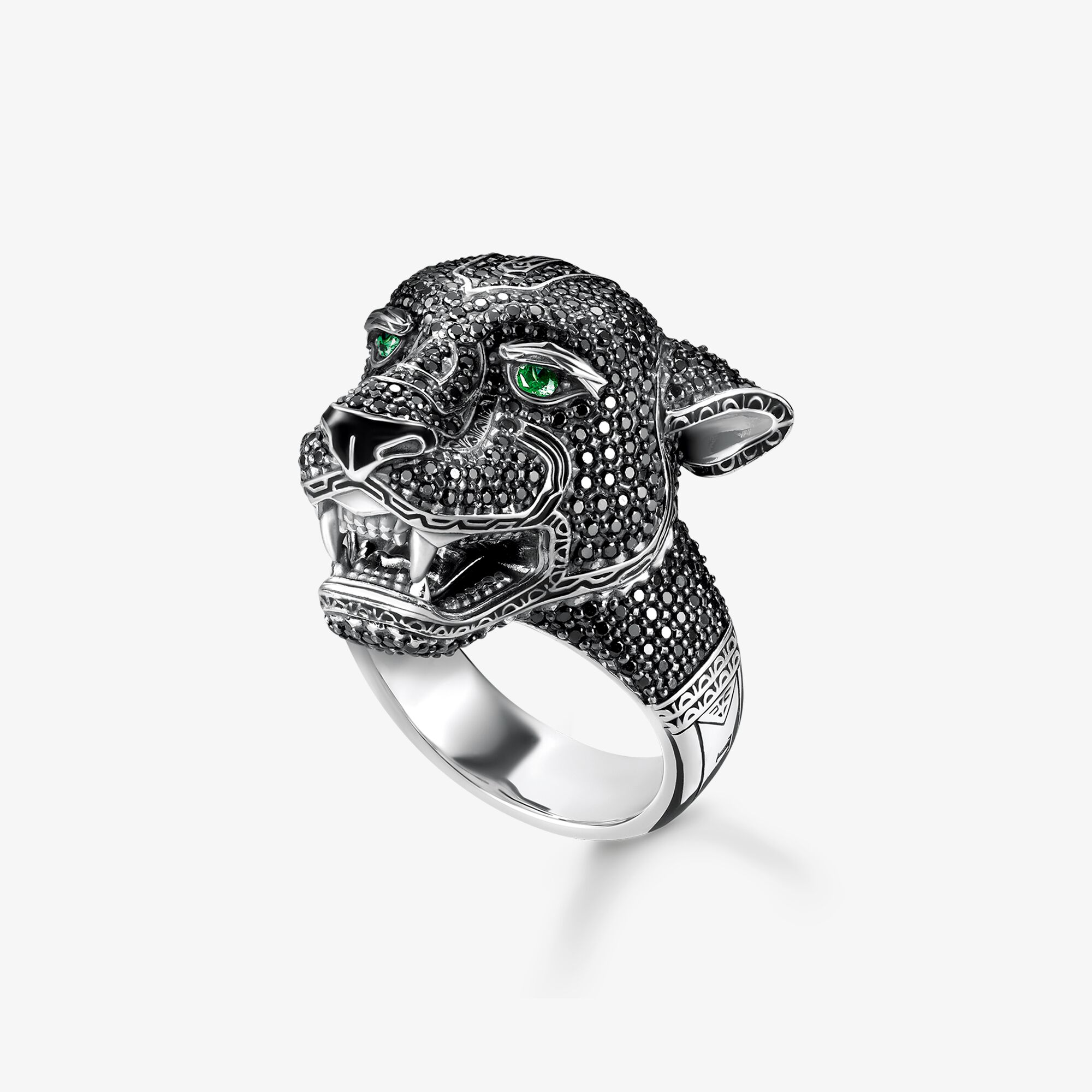 THOMAS SABO Ring Black Cat, Sterlingsilber, Größe: 54, Unisex