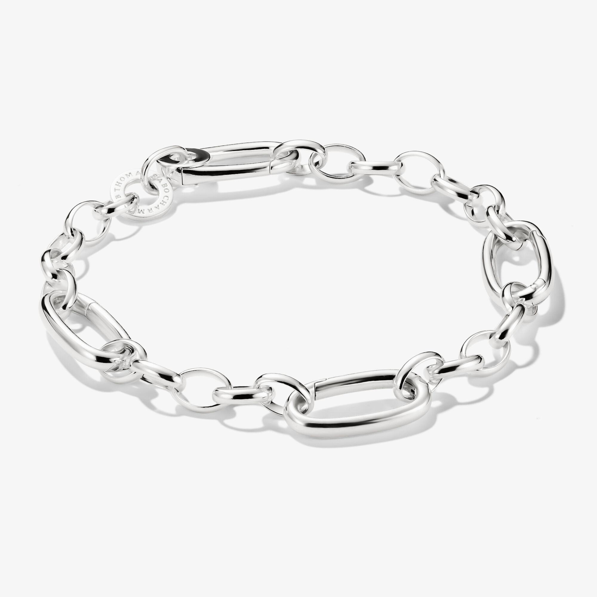 THOMAS SABO Charm-armband med tre Connect-Linkar silver, 925 sterlingsilver, Storlek: 17 cm, för damer