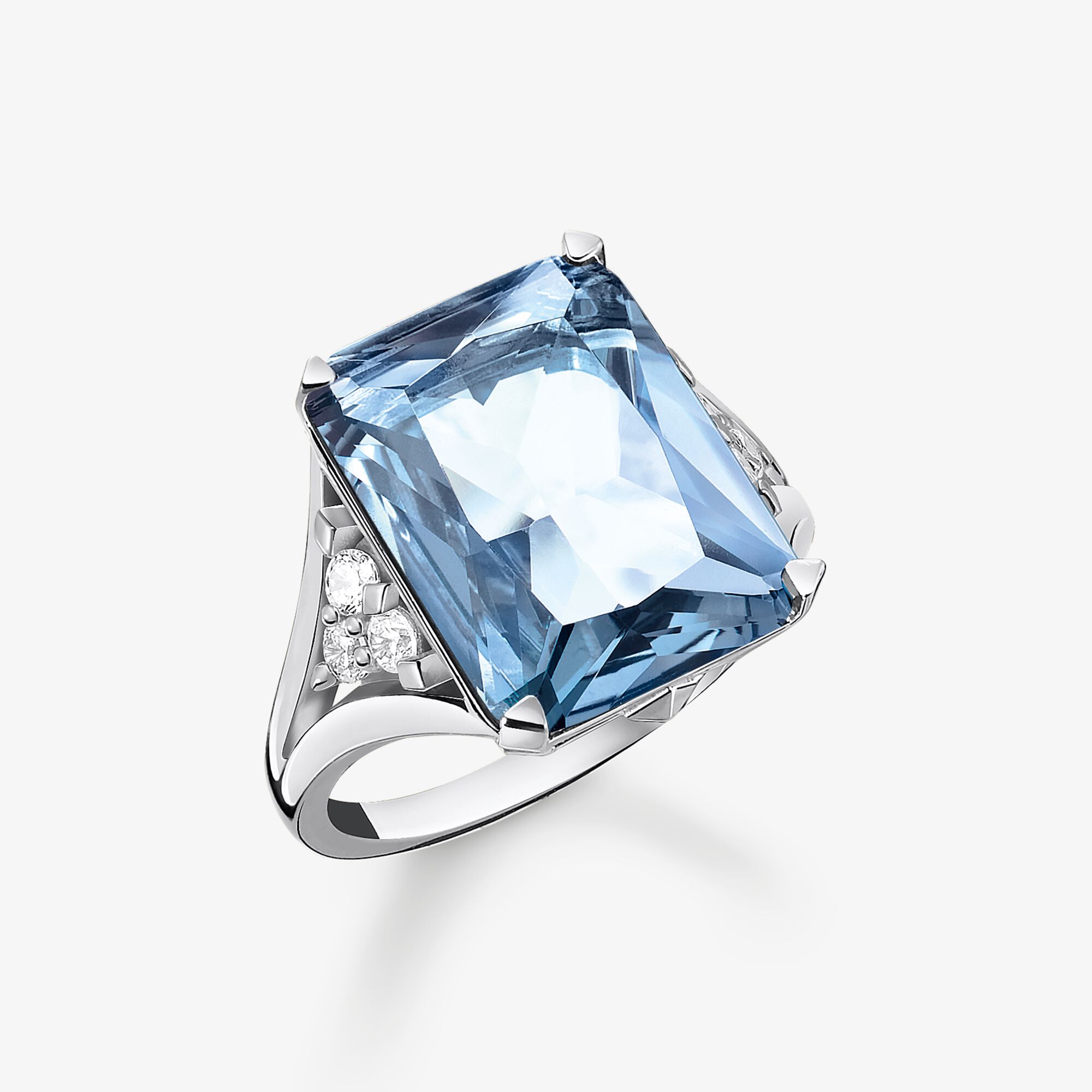 THOMAS SABO Ring mit aqua und weißen Steinen Silber, Sterlingsilber, Größe: 56, Damen