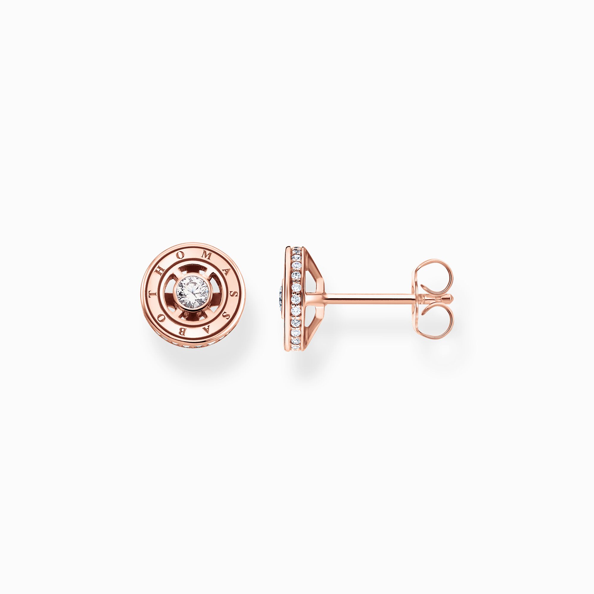 Ear studs with white stones rose gold plated from the  collection in the THOMAS SABO online store