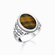 Silver blackened signet ring with gold blue tiger&#39;s eye from the  collection in the THOMAS SABO online store