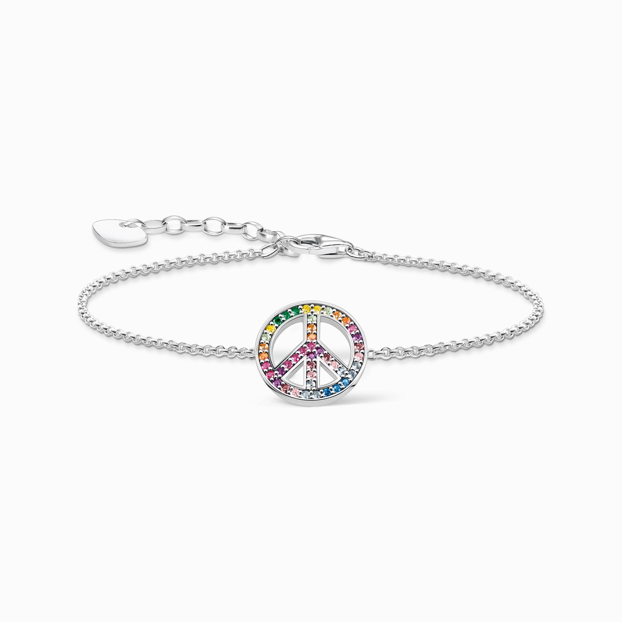 Blackened silver bracelet with peace sign and coloured stones from the  collection in the THOMAS SABO online store
