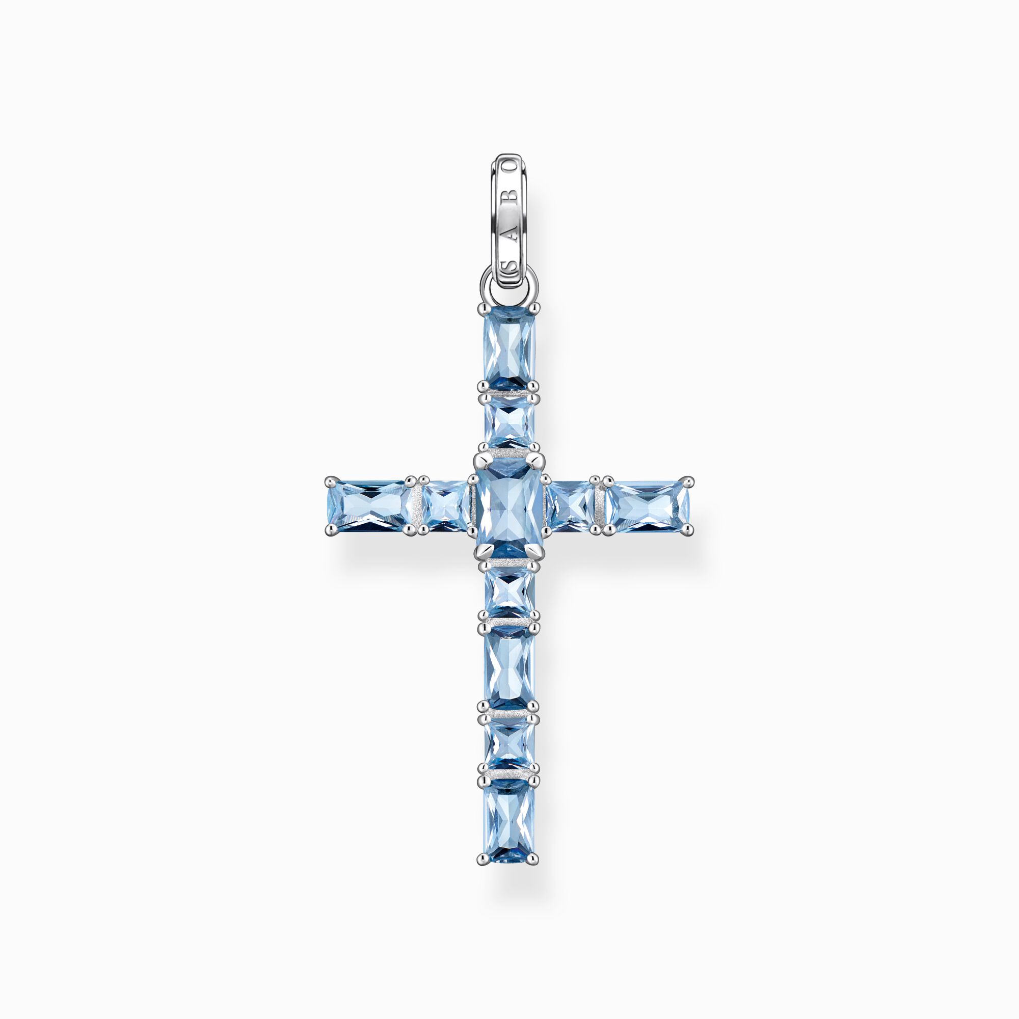 H&auml;ngsmycke kors med akvamarinbl&aring; stenar silver ur kollektionen  i THOMAS SABO:s onlineshop