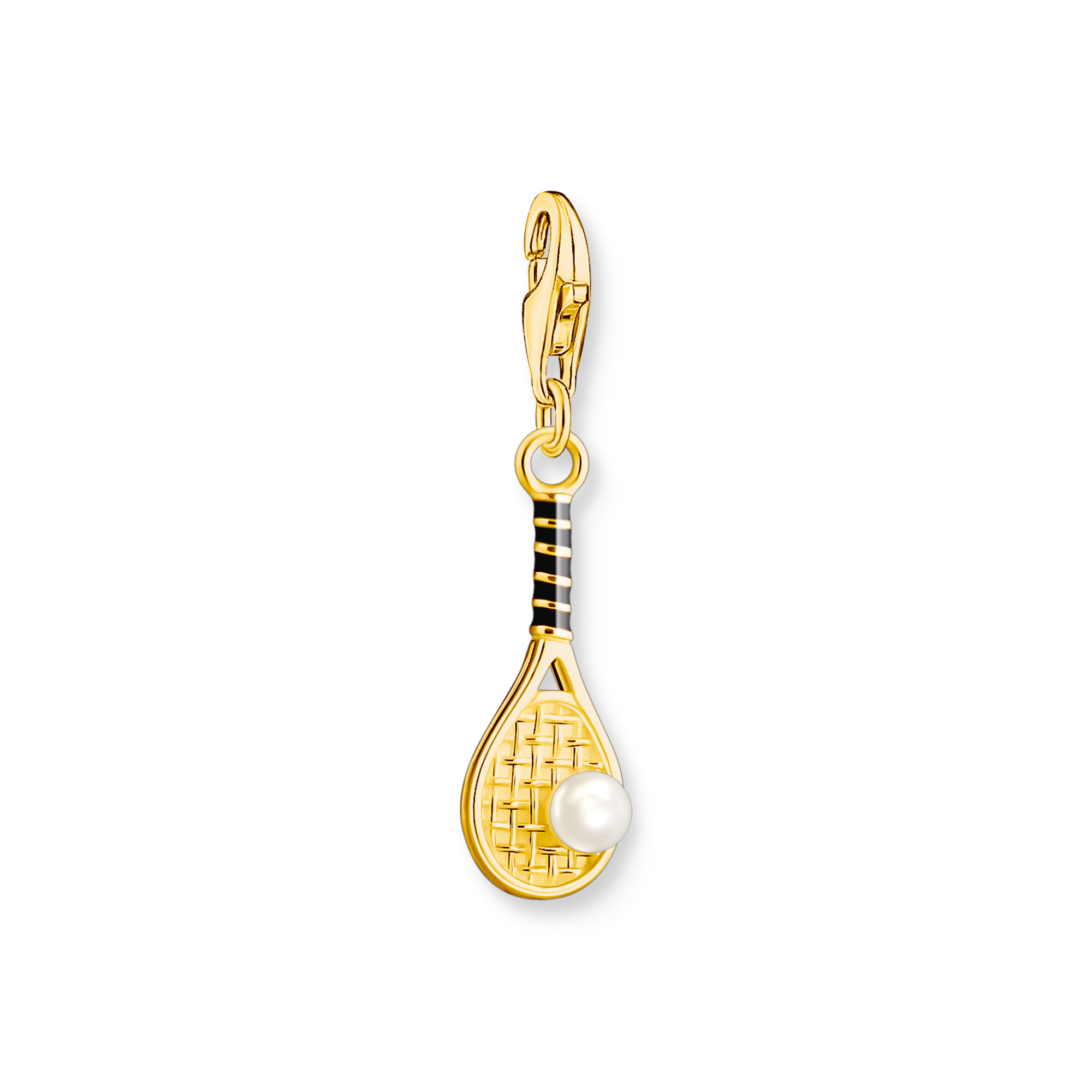 Thomas Sabo Charm-Anhänger Tennisschläger mit Perle vergoldet gelbgoldfarben 2177-430-39