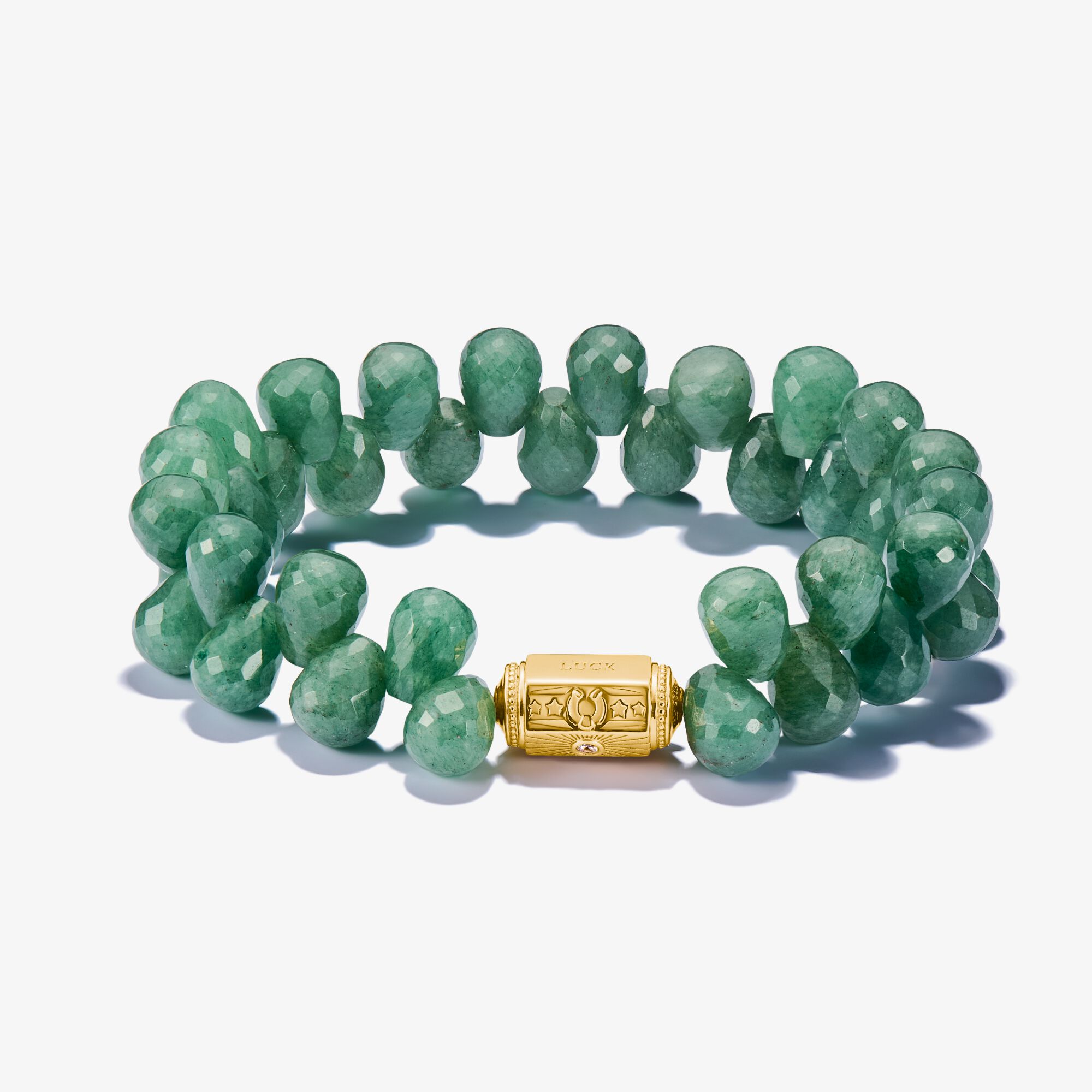 THOMAS SABO Bracelets Beads Vert double rangées Plaqué or 18 carats, Argent sterling doré or jaune, Taille: 17 cm, femme