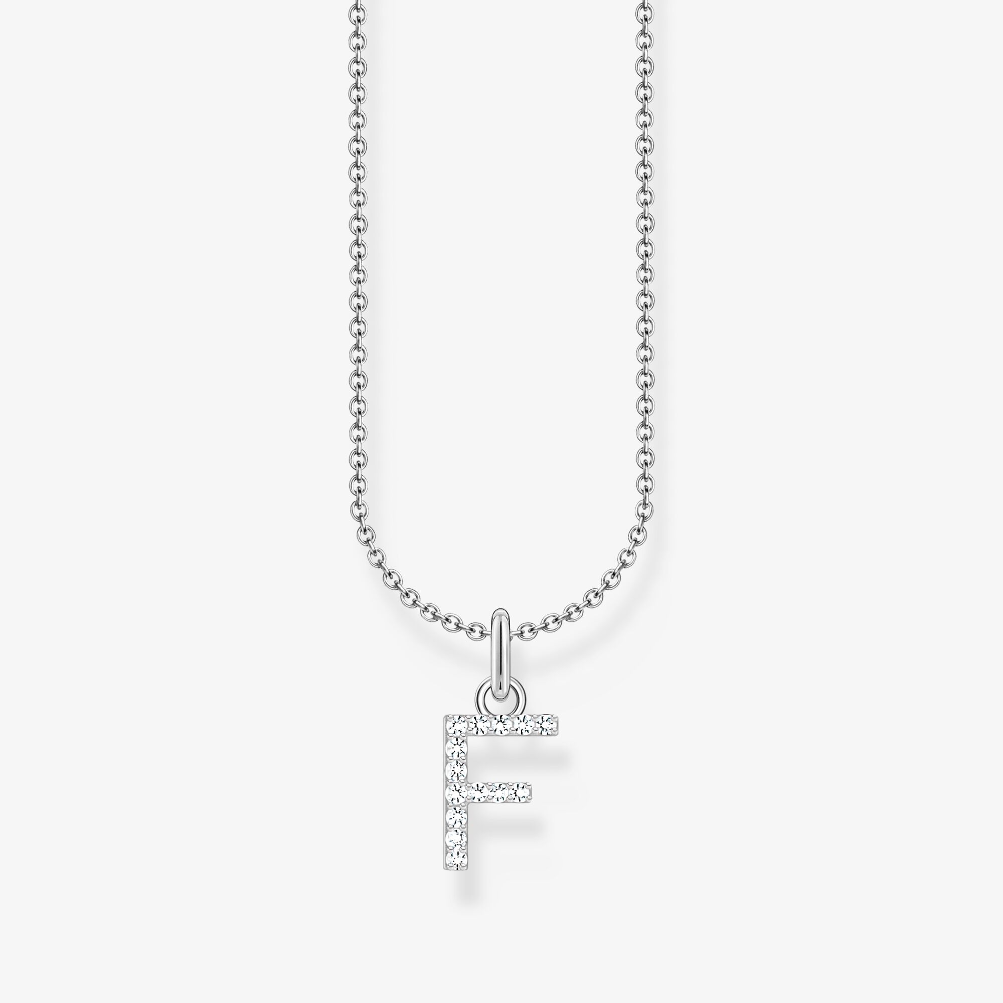 THOMAS SABO Kette mit Buchstaben-Anhänger F Silber, Sterlingsilber, Größe: 45 cm, Damen