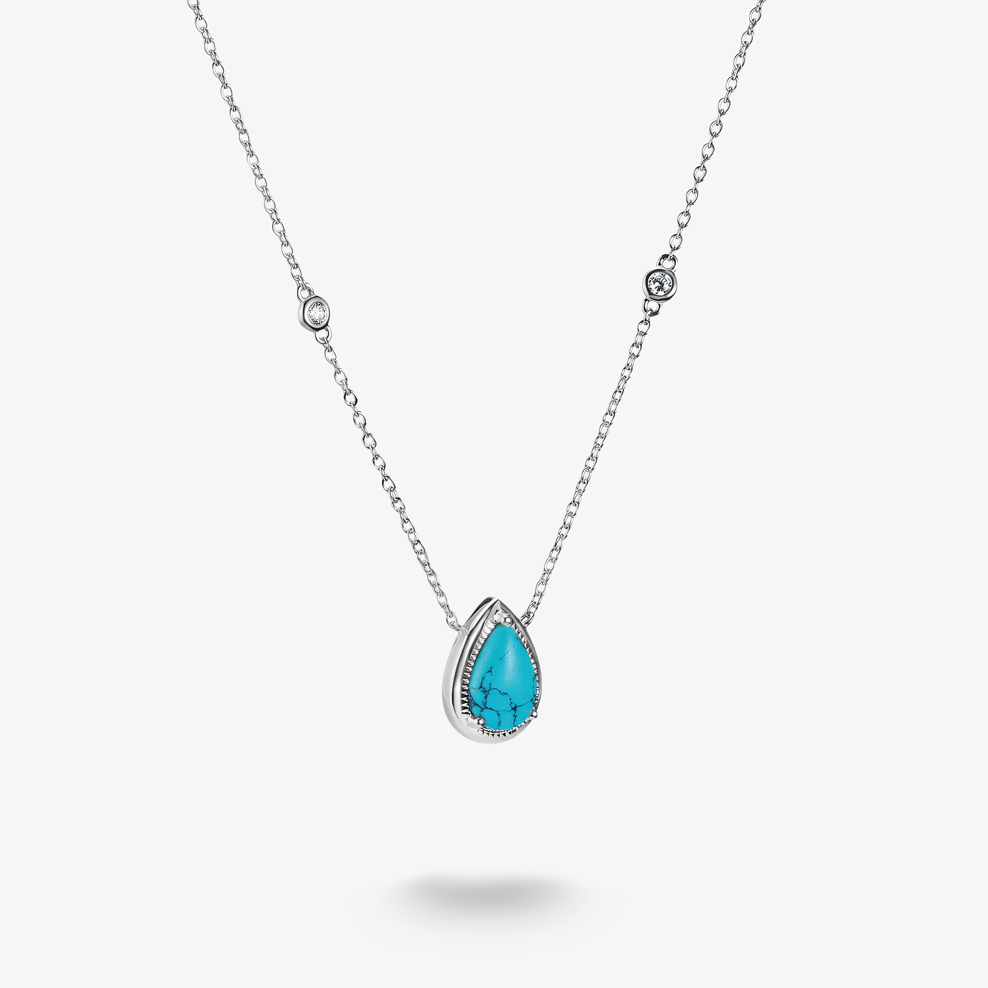 THOMAS SABO Halsband Turkos droppformad sten Elyndra silver, 925 sterlingsilver, Storlek: 50 cm, för damer