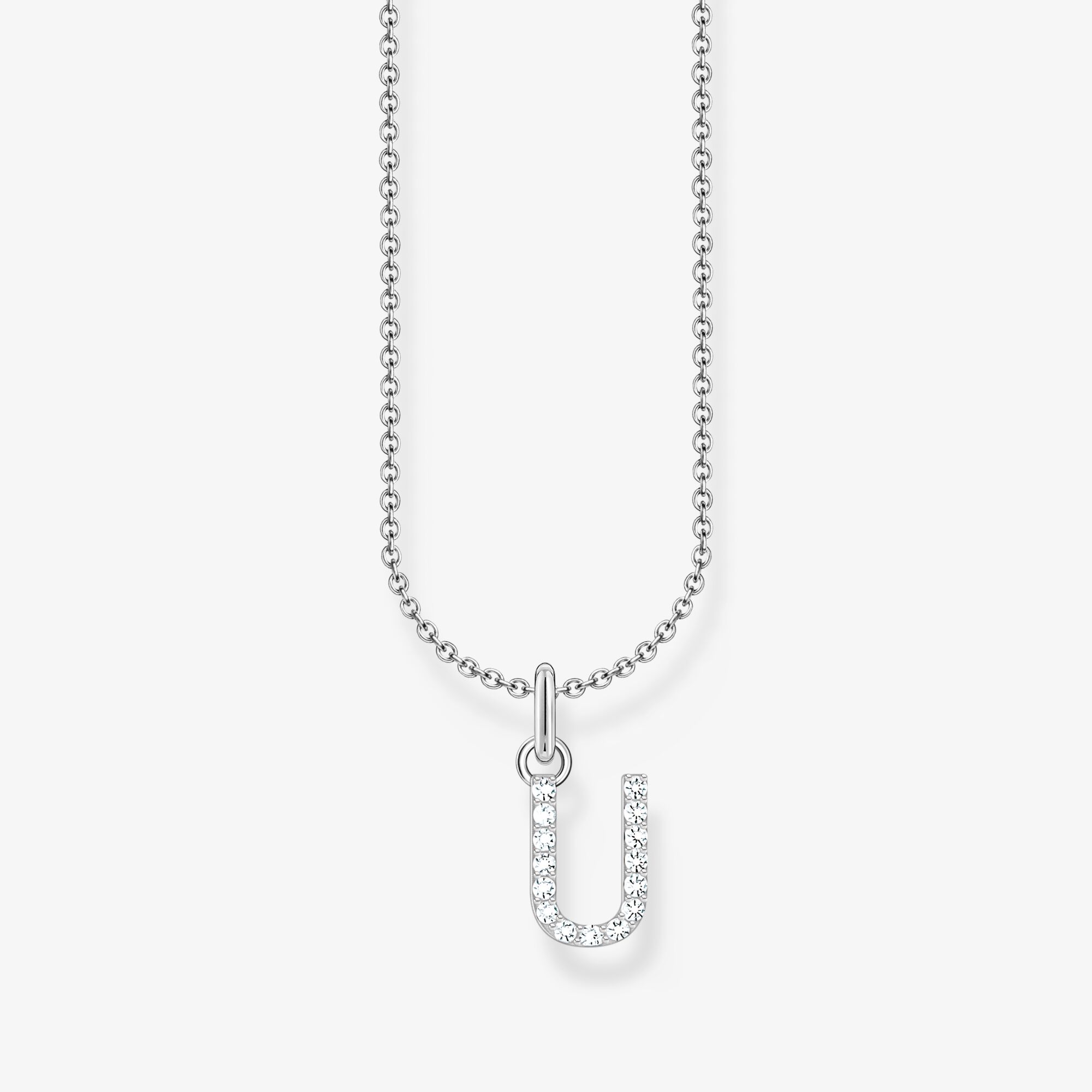 THOMAS SABO Kette mit Buchstaben-Anhänger U Silber, Sterlingsilber, Größe: 45 cm, Damen