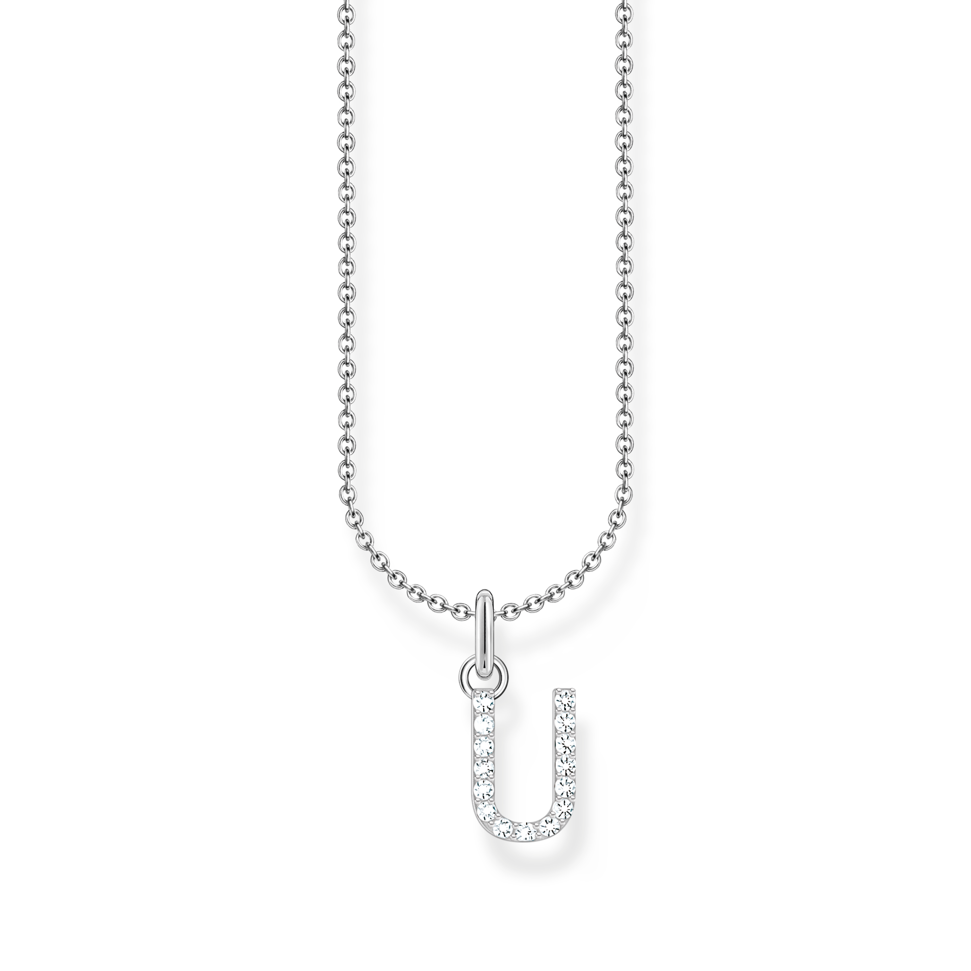 Thomas Sabo Kette mit Buchstaben-Anhänger U Silber weiß KE2260-051-14-L45V
