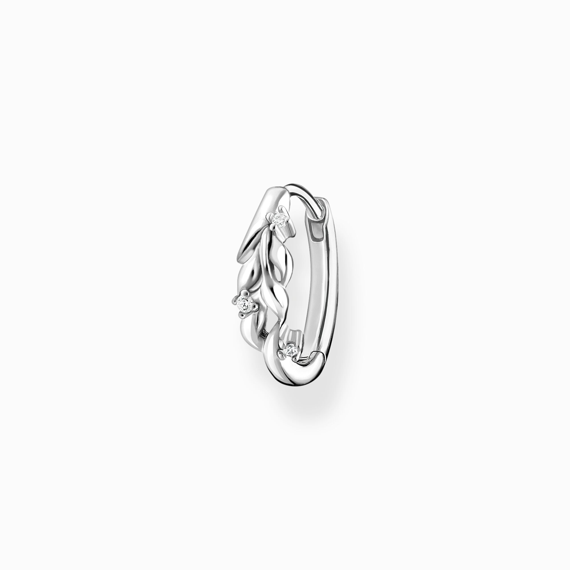 Single hoop earring leaves with white stones silver from the Charming Collection collection in the THOMAS SABO online store