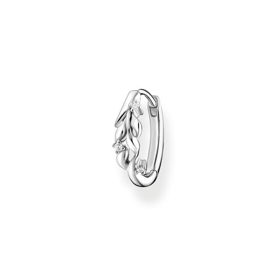 Single hoop earring leaves with white stones silver from the Charming Collection collection in the THOMAS SABO online store
