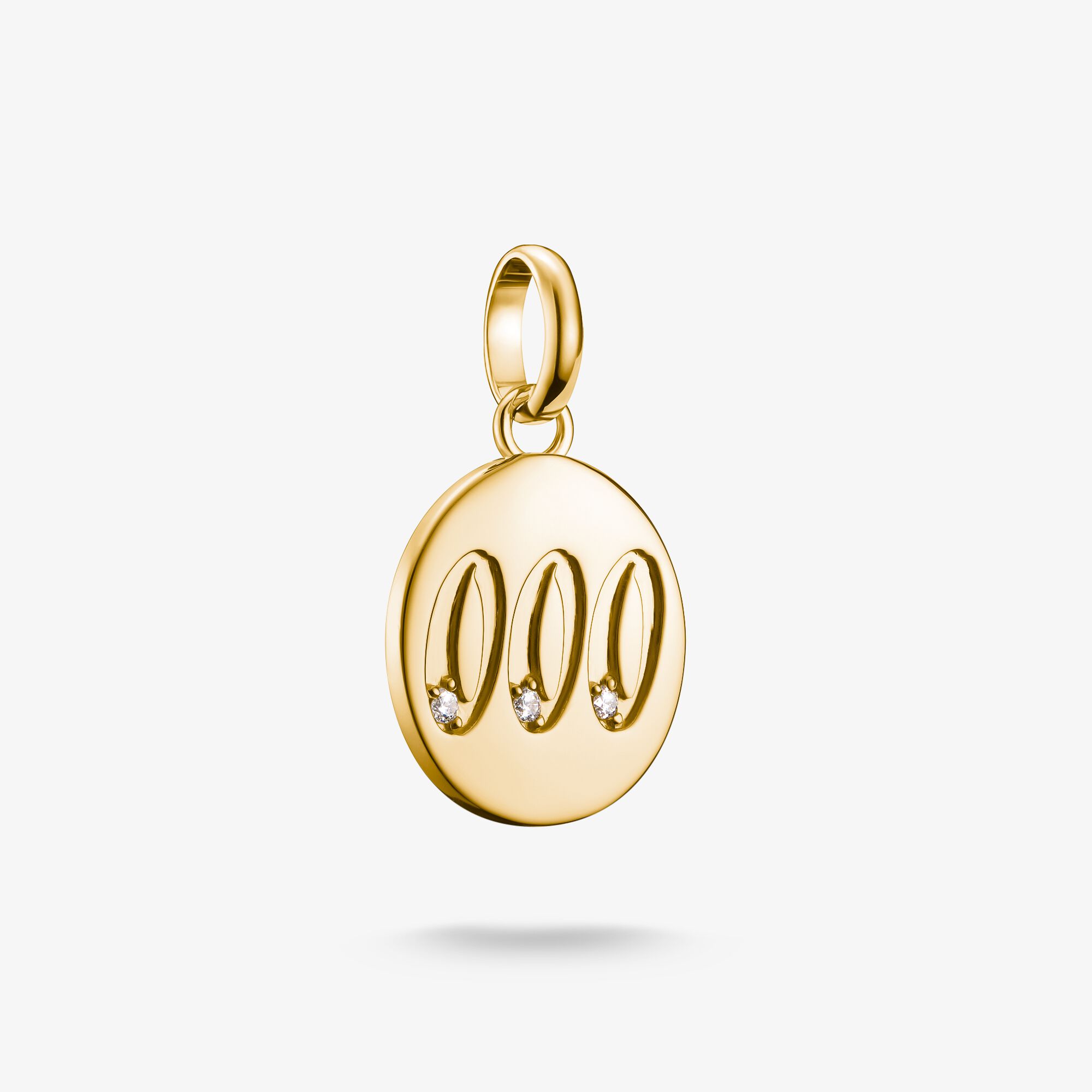 THOMAS SABO Pendentif Charm numéro angélique 000 avec pierres blanches Connect plaqué or Argent sterling doré or jaune, Taille: one size, pour femme