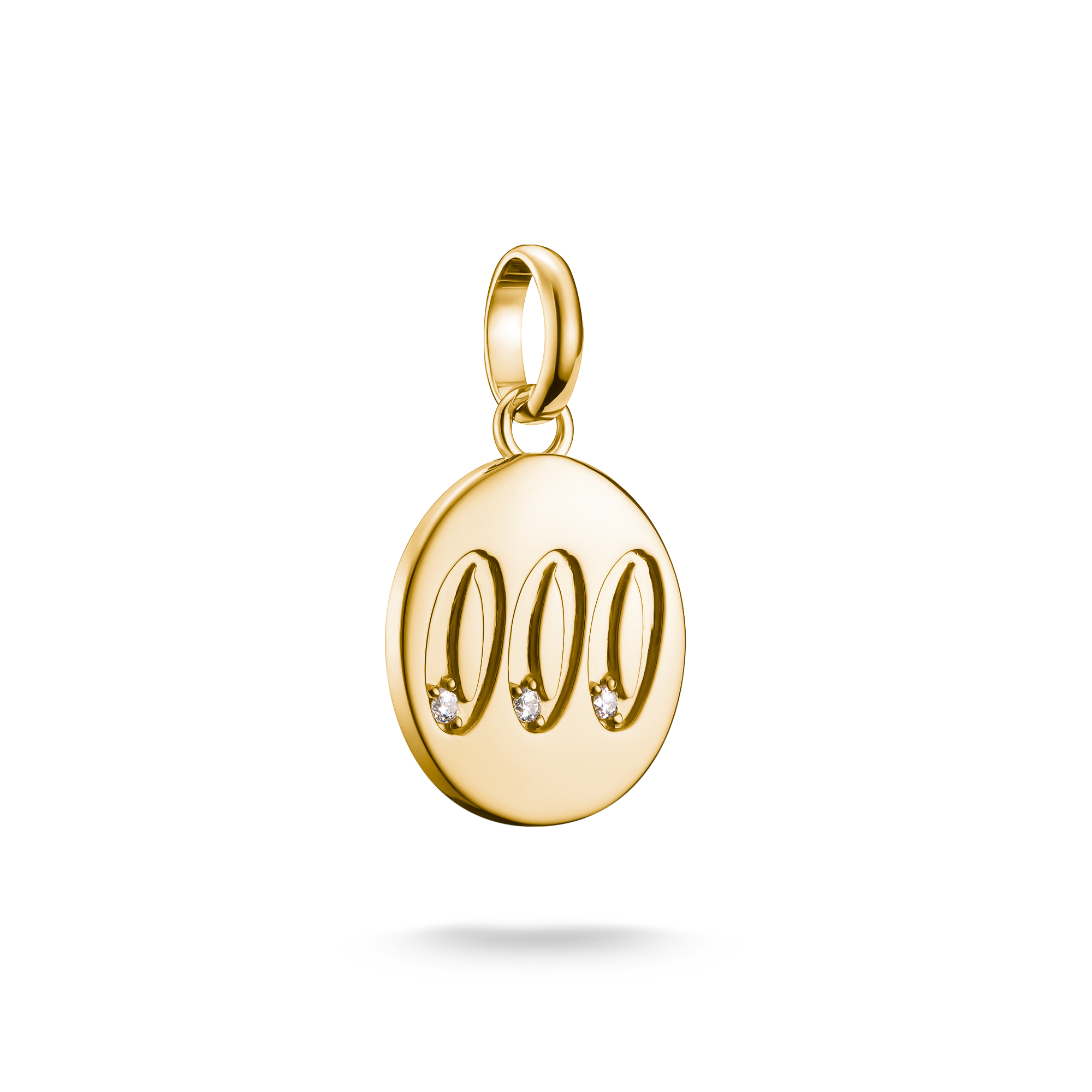 Thomas Sabo Charm-Anhänger Engelzahl 000 mit Steinen Connect vergoldet mit Gravur weiß CC1257-414-14