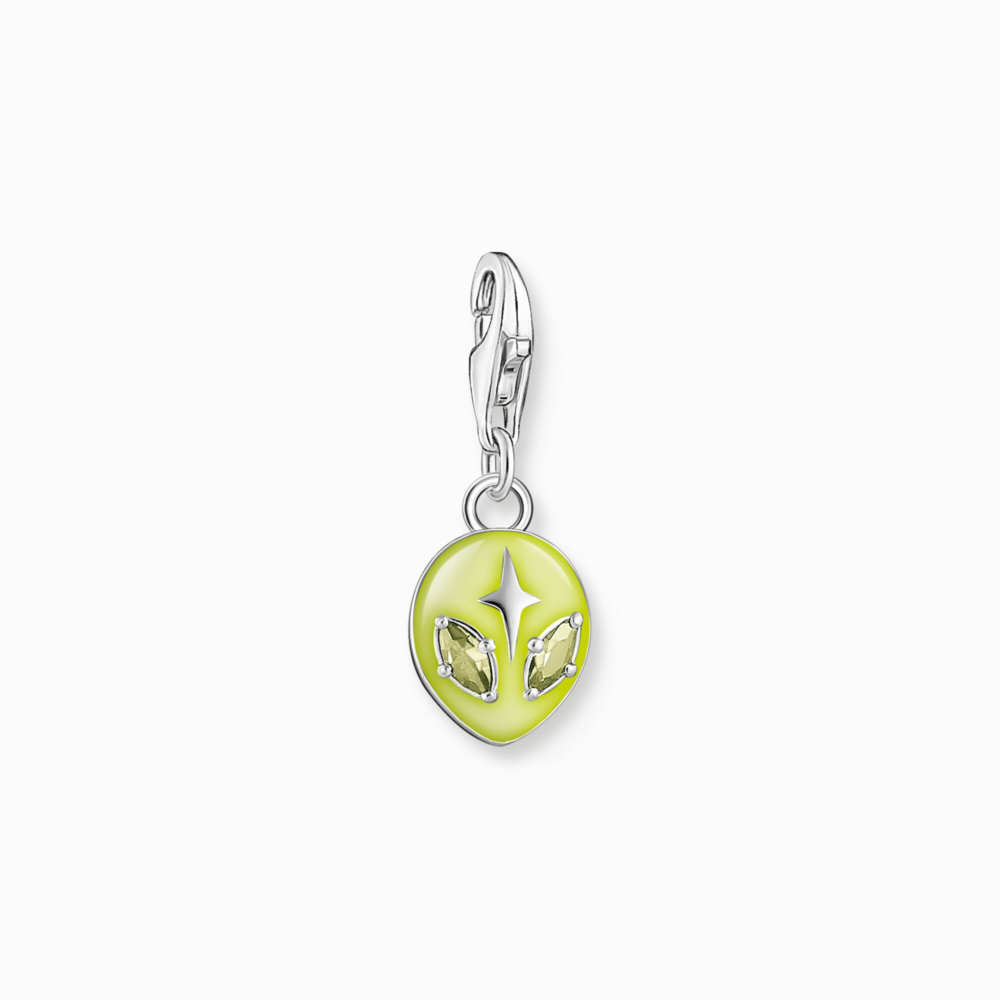 Charm pendant alien with yellow cold enamel and green zirconia silver from the Charm Club collection in the THOMAS SABO online store