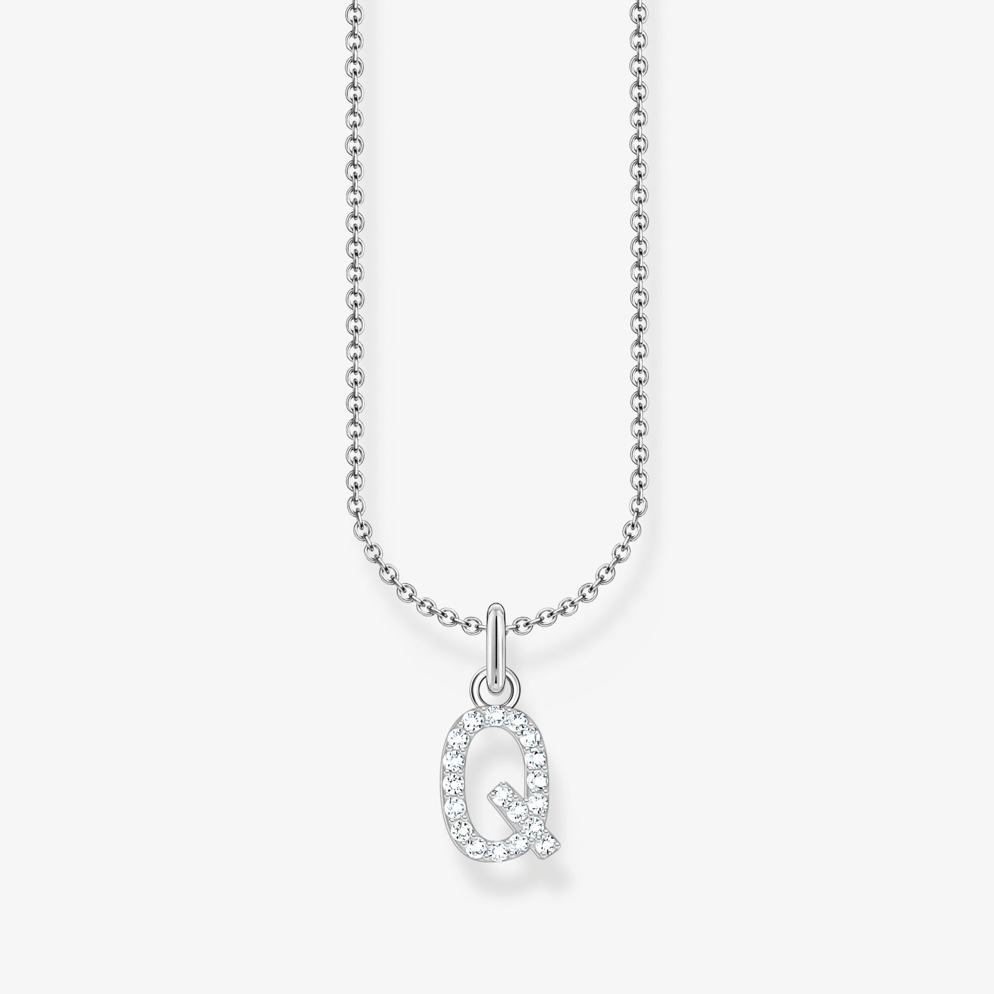 THOMAS SABO Kette mit Buchstaben-Anhänger Q Silber, Sterlingsilber, Größe: 45 cm, Damen