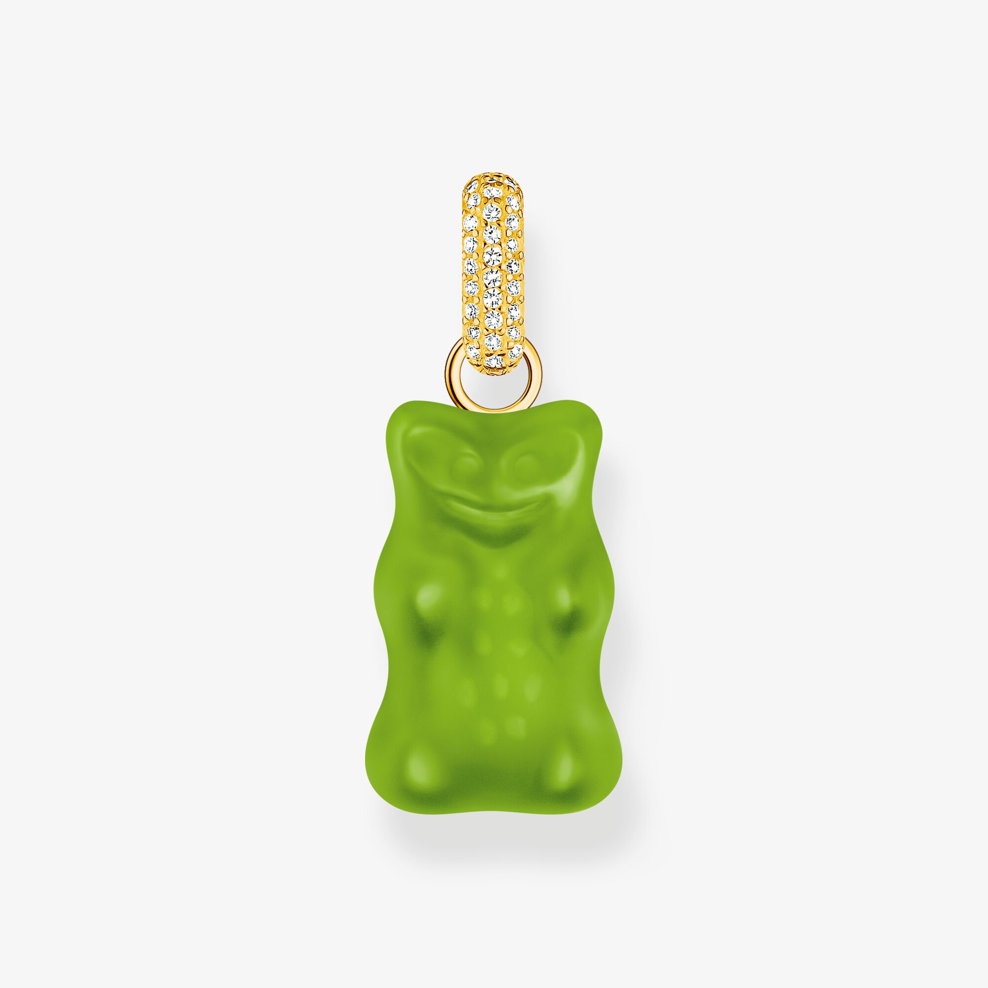 THOMAS SABO Großer Anhänger grüner Goldbären mit Steinen vergoldet, Sterlingsilber Gelbgold vergoldet, Größe: one size, Damen