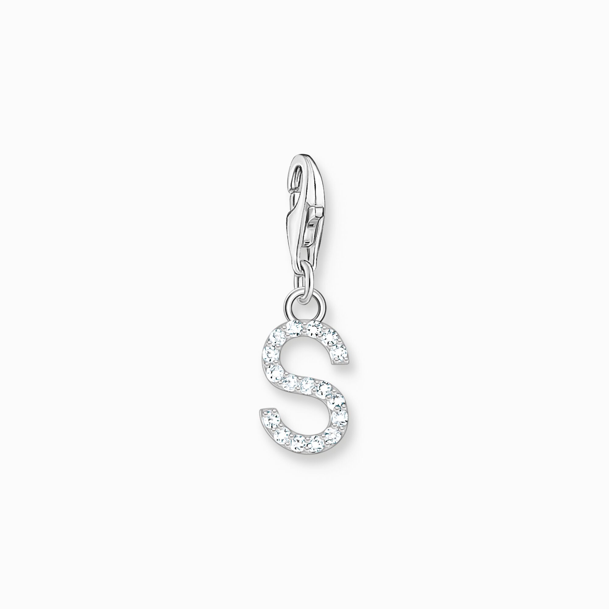Charm pendant letter S with white stones silver from the Charm Club collection in the THOMAS SABO online store