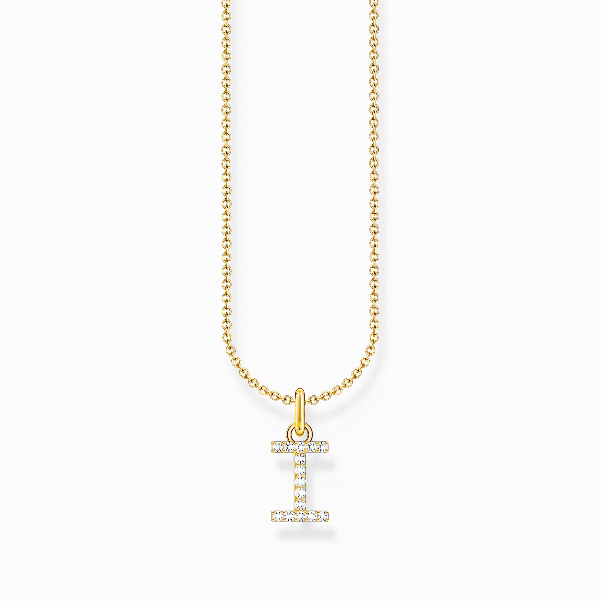 Gold-plated necklace with letter pendant I and white zirconia from the Charming Collection collection in the THOMAS SABO online store