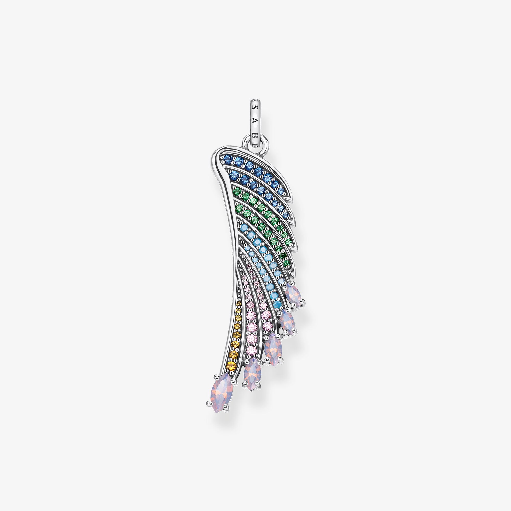 THOMAS SABO Pendentif aile de colibri multicolore argent, Argent Sterling 925‰ noirci , Taille: one size, femme