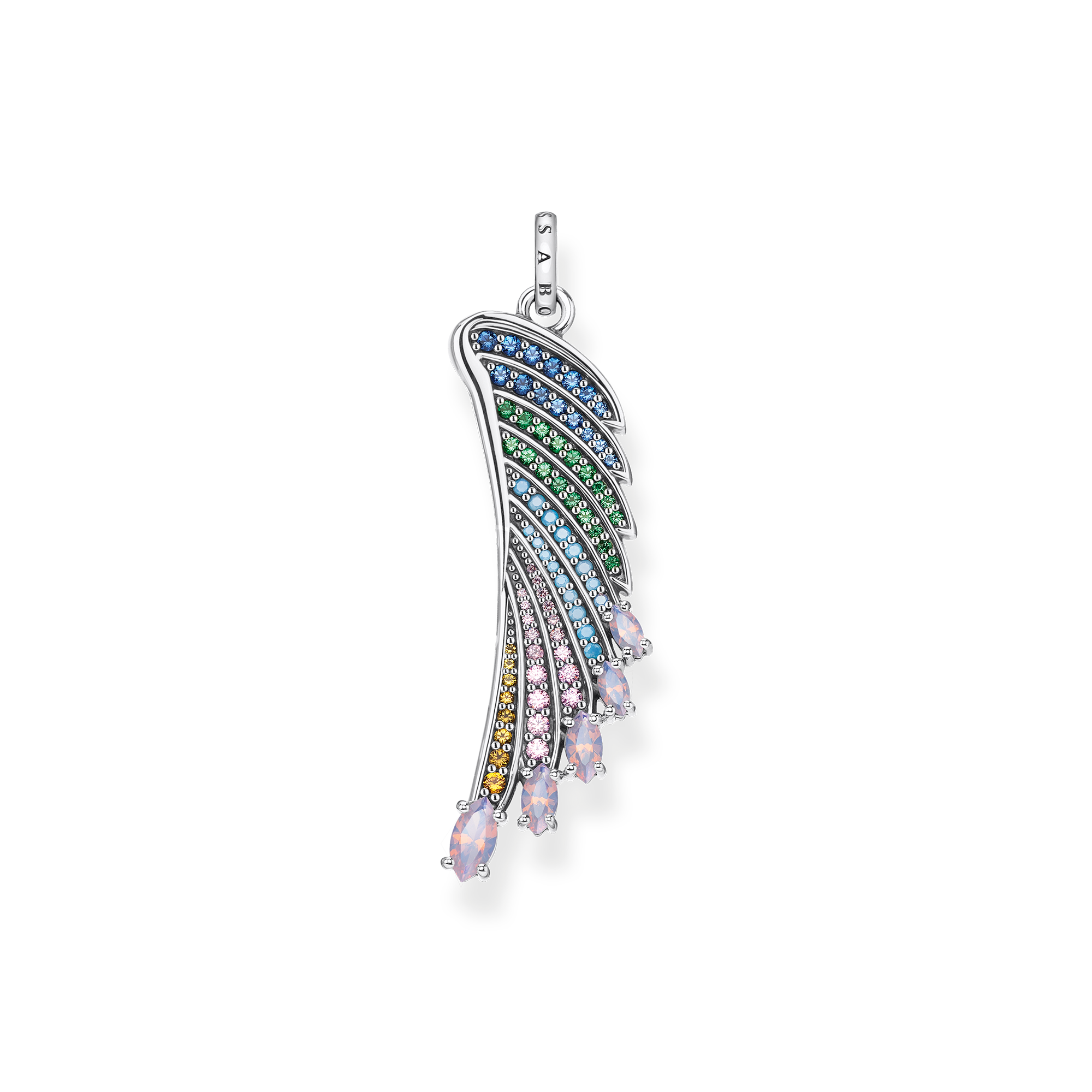 Hummingbird Wing Pendant with Rainbow Pavé Stones