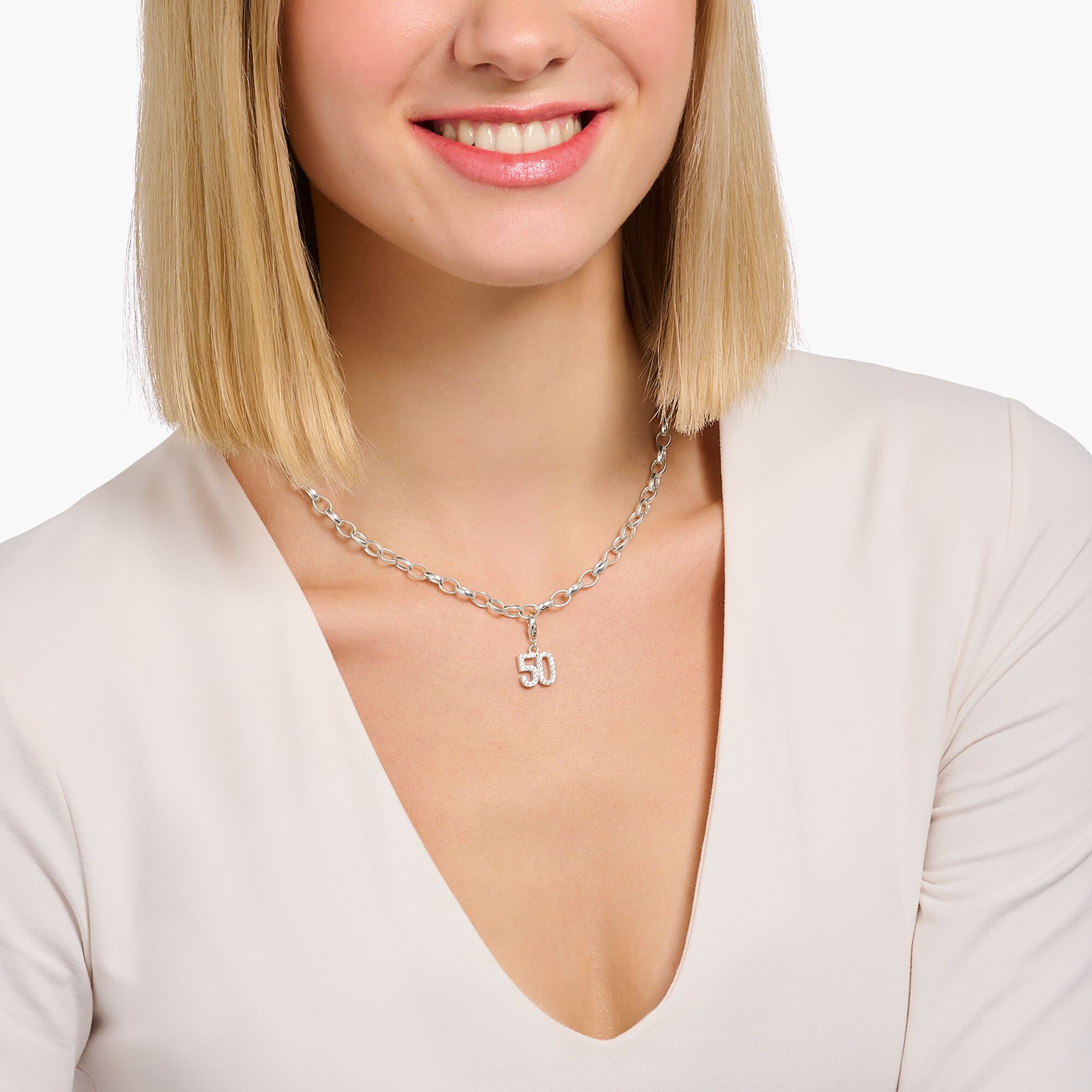 Silver charm pendant number 40 with zirconia THOMAS SABO