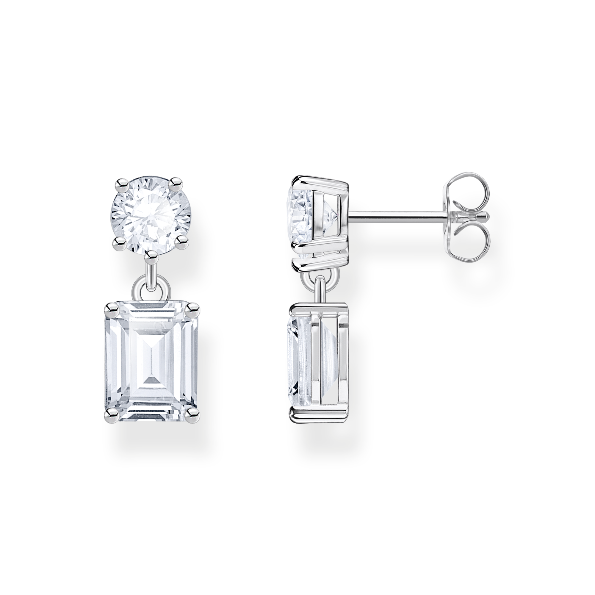 Thomas Sabo Ohrring mit weißen Steinen im Rund- und Oktagonschliff Silber weiß H2276-051-14